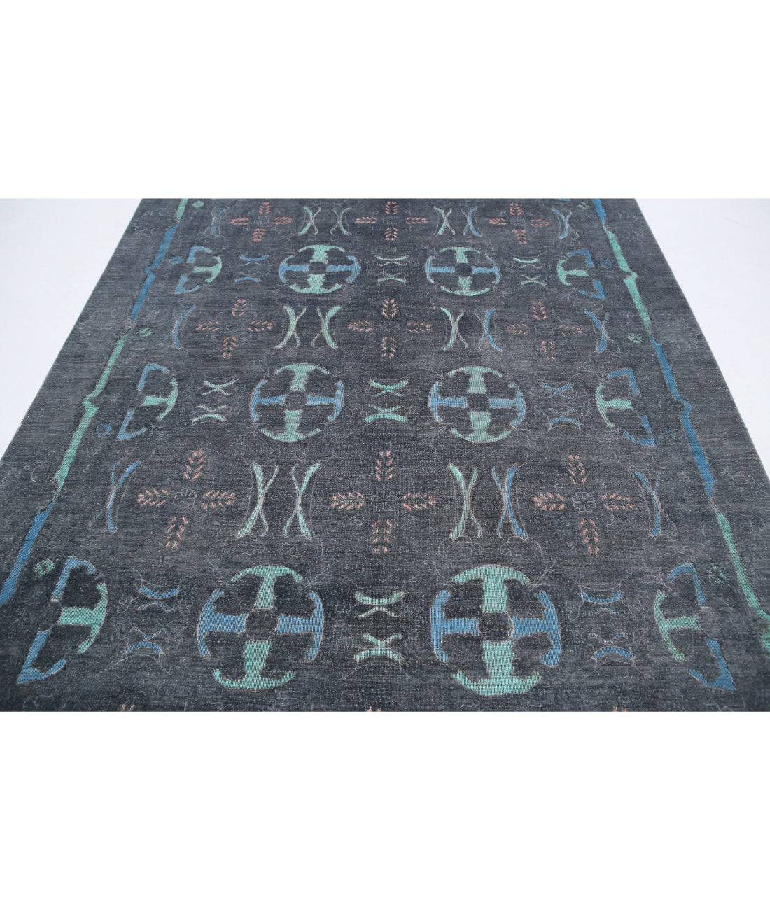 Hand Knotted Onyx Wool Rug - 6'3'' x 13'6'' 6'3'' x 13'6'' (188 X 405) / Grey / Blue