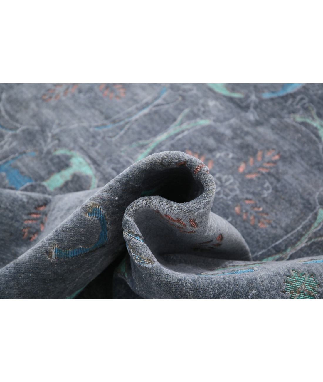 Hand Knotted Onyx Wool Rug - 6'3'' x 13'6'' 6'3'' x 13'6'' (188 X 405) / Grey / Blue