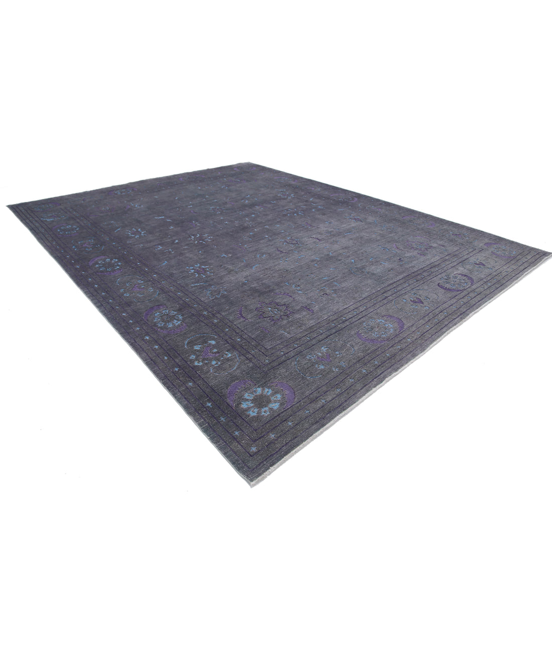 Hand Knotted Onyx Wool Rug - 11'9'' x 14'11'' 11'9'' x 14'11'' (353 X 448) / Grey / Blue