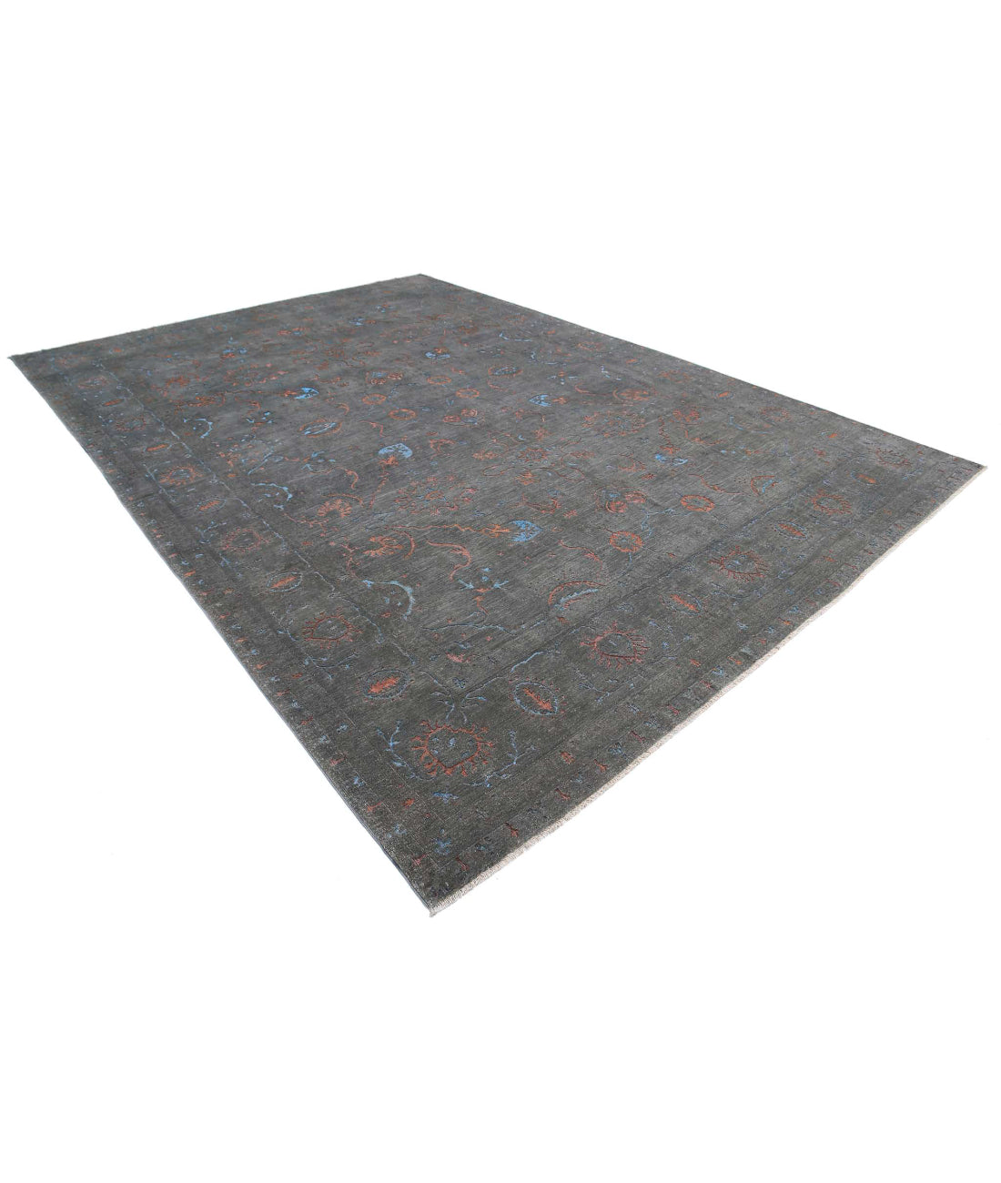 Hand Knotted Fine Onyx Wool Rug - 9'8'' x 13'9'' 9'8'' x 13'9'' (290 X 413) / Grey / Blue