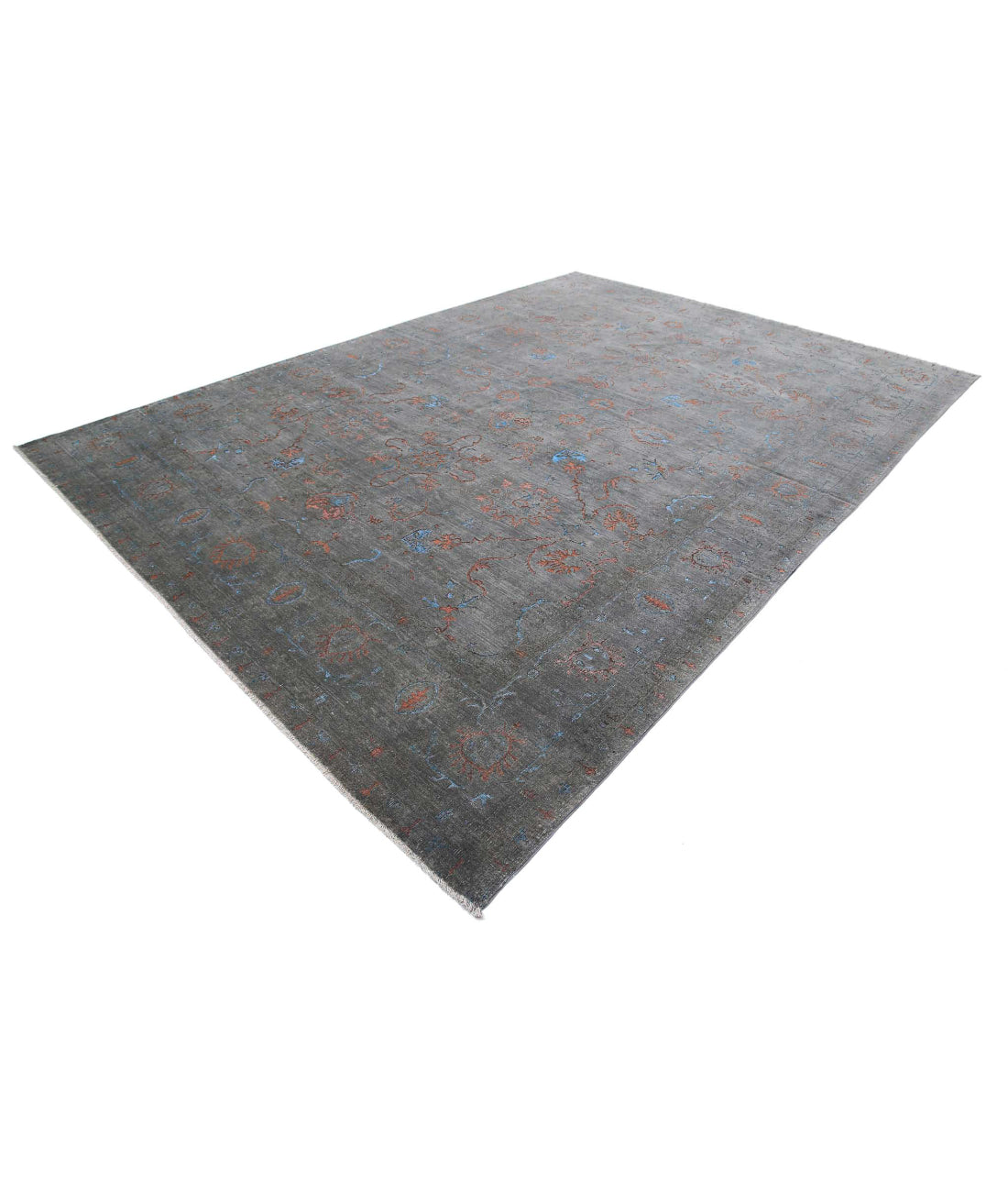 Hand Knotted Fine Onyx Wool Rug - 9'8'' x 13'9'' 9'8'' x 13'9'' (290 X 413) / Grey / Blue