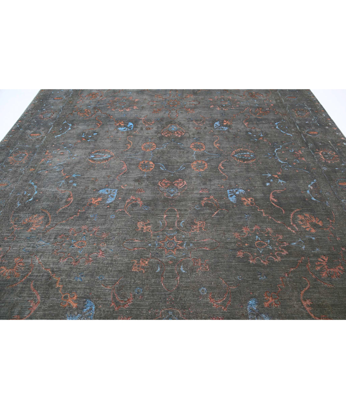 Hand Knotted Fine Onyx Wool Rug - 9'8'' x 13'9'' 9'8'' x 13'9'' (290 X 413) / Grey / Blue