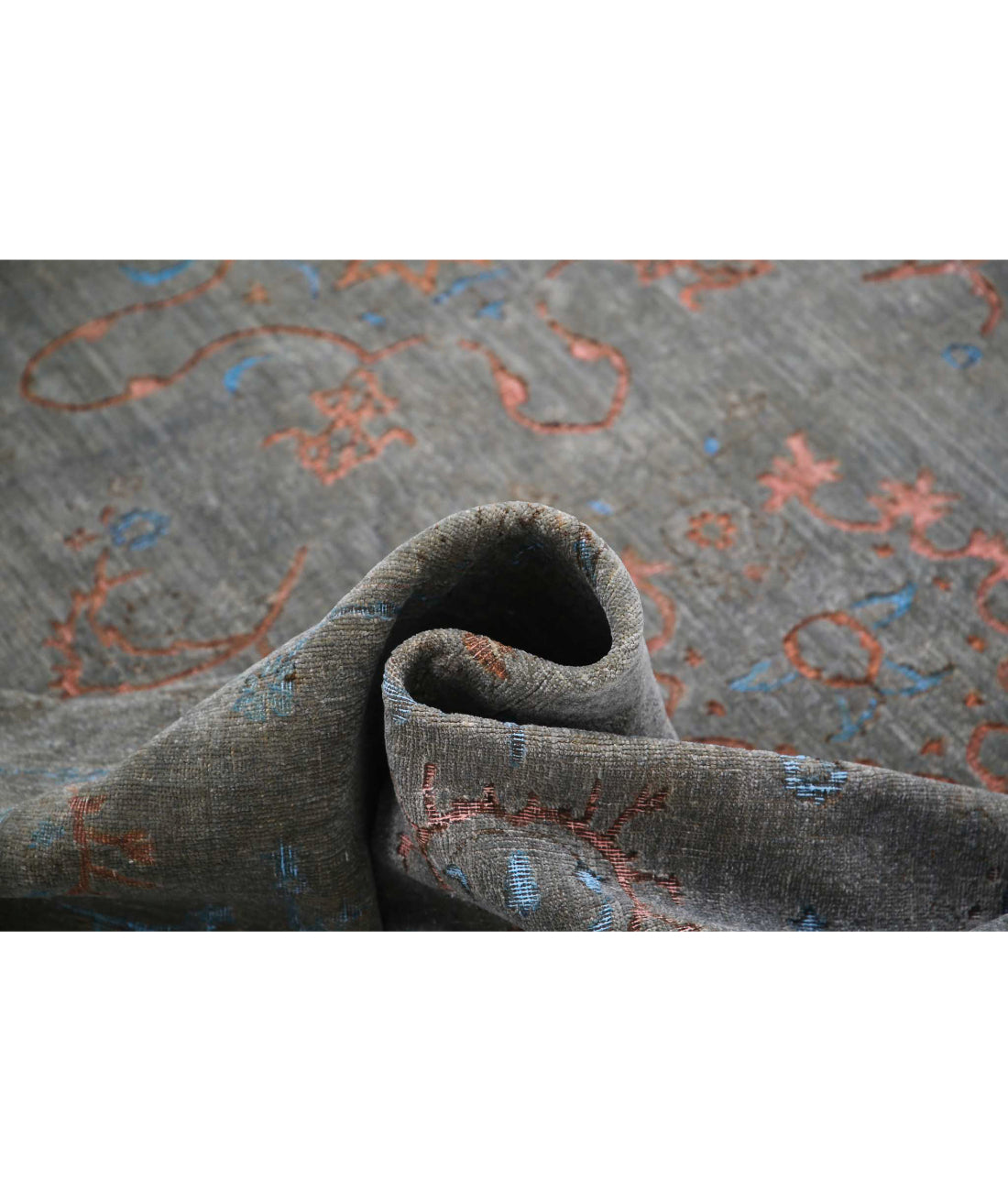 Hand Knotted Fine Onyx Wool Rug - 9'8'' x 13'9'' 9'8'' x 13'9'' (290 X 413) / Grey / Blue