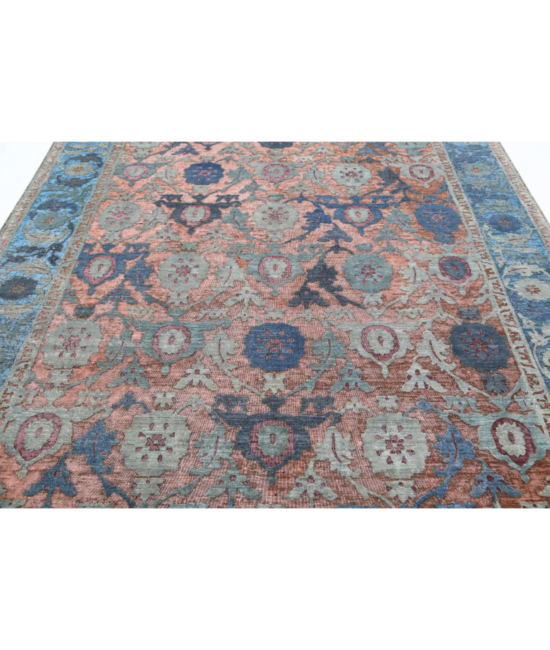 Hand Knotted Onyx Wool Rug - 7'10'' x 11'8'' 7'10'' x 11'8'' (235 X 350) / Peach / Blue