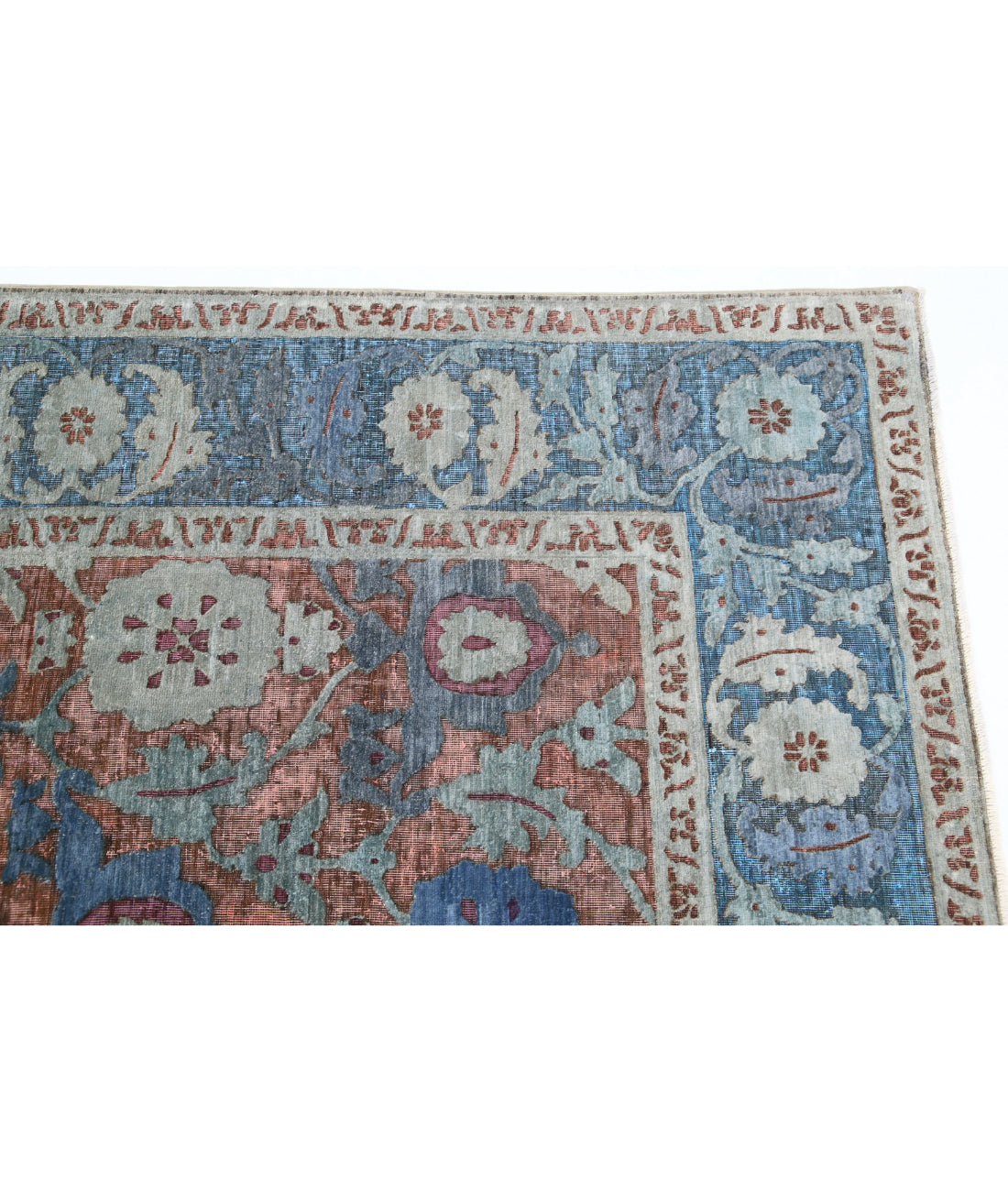 Hand Knotted Onyx Wool Rug - 7'10'' x 11'8'' 7'10'' x 11'8'' (235 X 350) / Peach / Blue