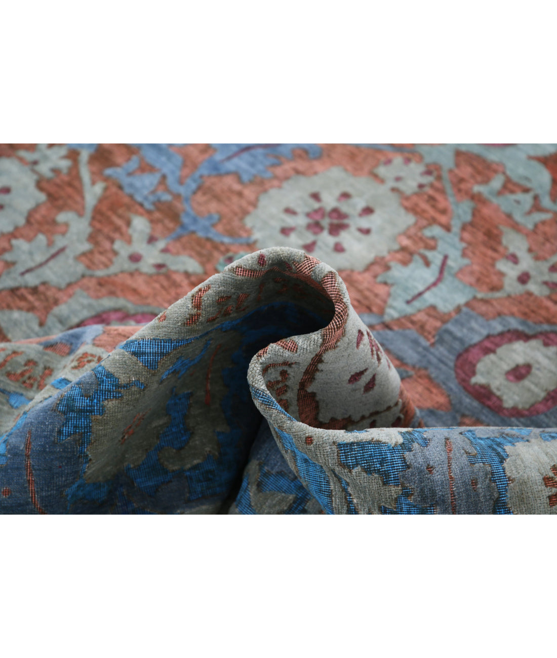 Hand Knotted Onyx Wool Rug - 7'10'' x 11'8'' 7'10'' x 11'8'' (235 X 350) / Peach / Blue