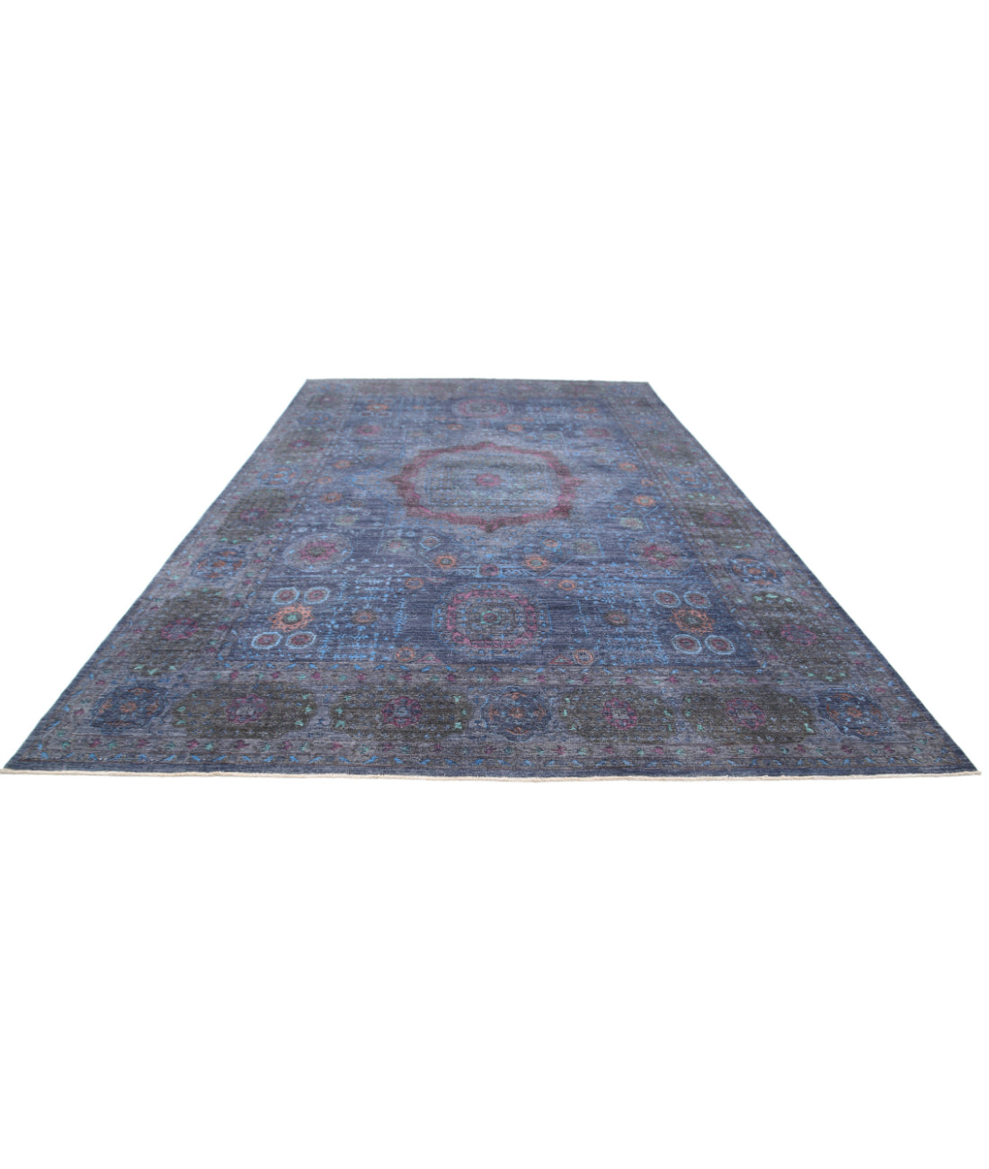 Hand Knotted Onyx Wool Rug - 9'8'' x 15'7'' 9'8'' x 15'7'' (290 X 468) / Blue / Grey