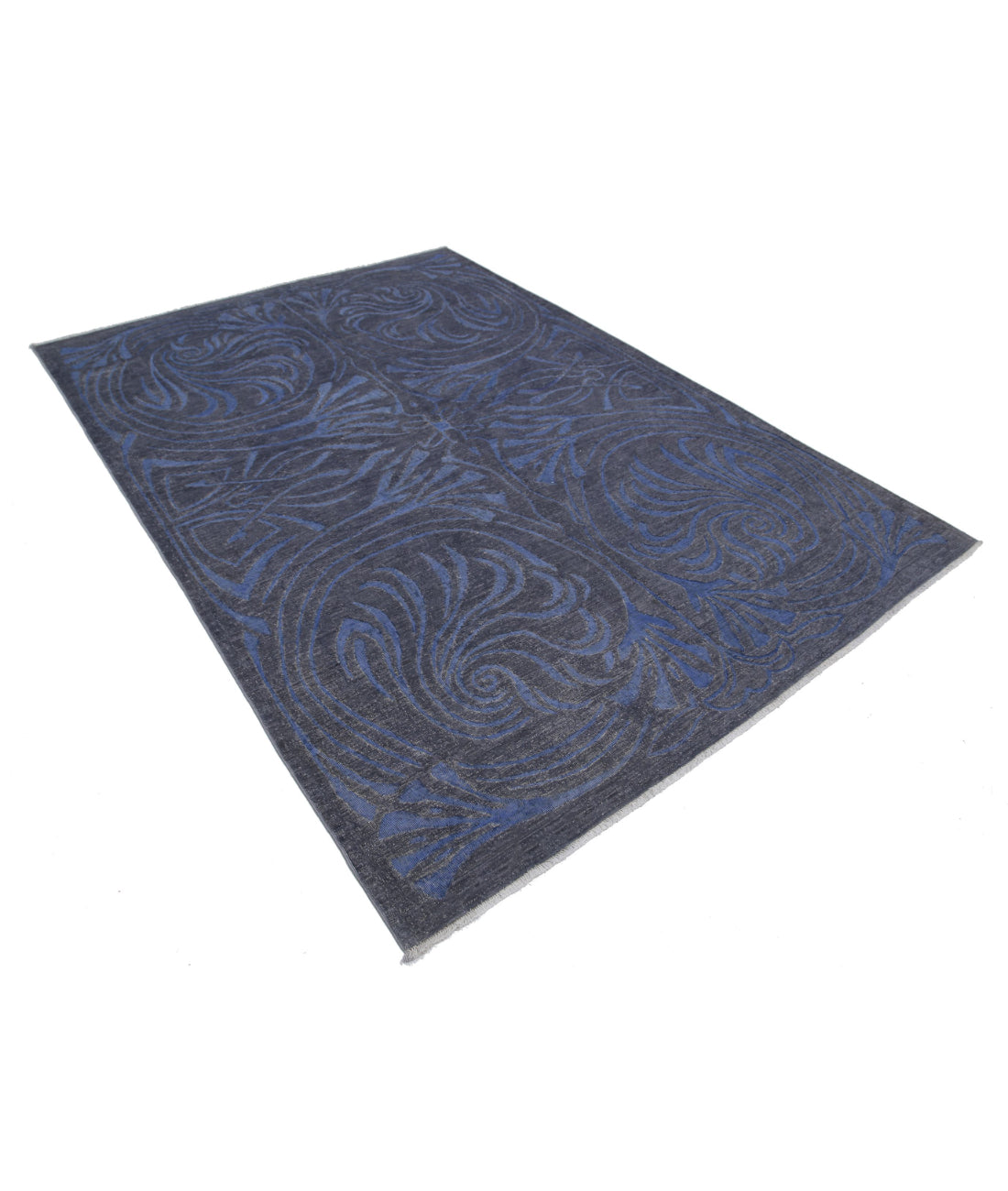Hand Knotted Onyx Wool Rug - 6'1'' x 8'5'' 6'1'' x 8'5'' (183 X 253) / Grey / Blue