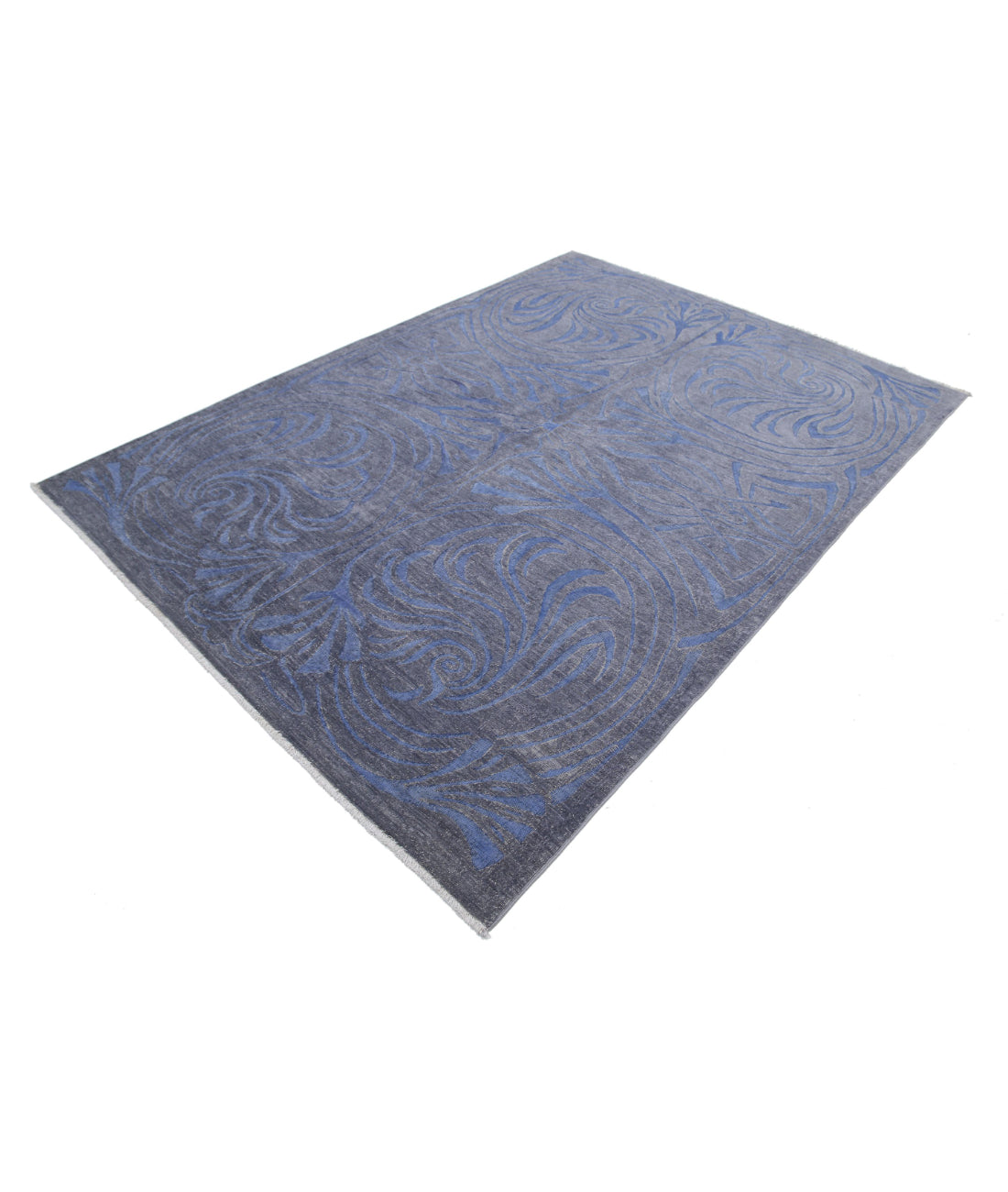 Hand Knotted Onyx Wool Rug - 6'1'' x 8'5'' 6'1'' x 8'5'' (183 X 253) / Grey / Blue