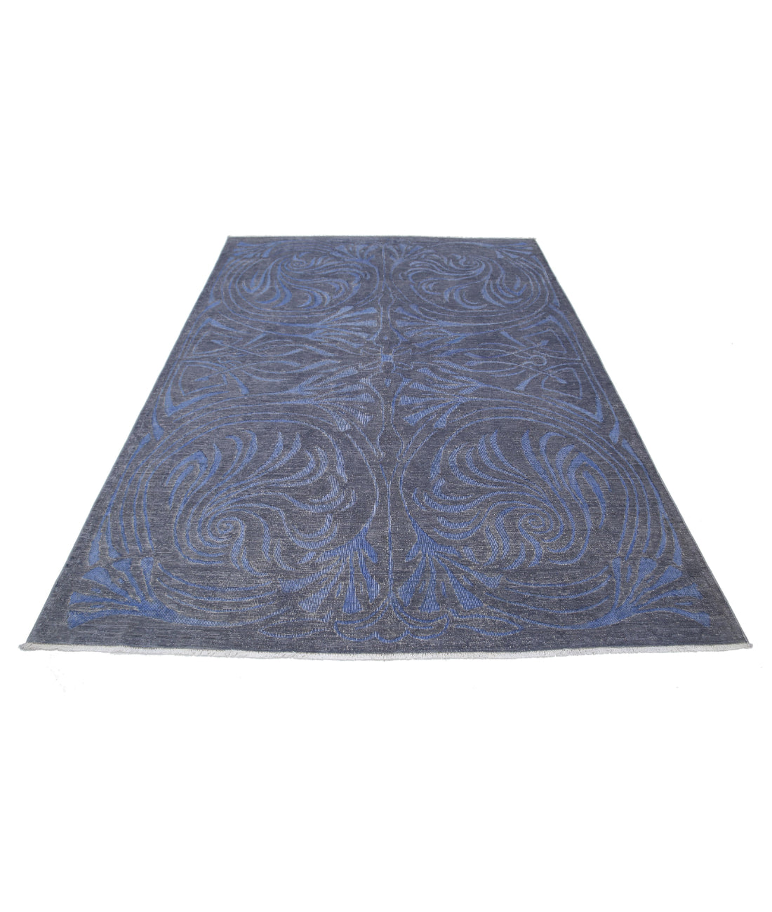 Hand Knotted Onyx Wool Rug - 6'1'' x 8'5'' 6'1'' x 8'5'' (183 X 253) / Grey / Blue