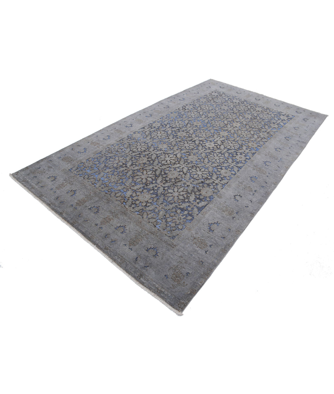 Hand Knotted Onyx Wool Rug - 5'9'' x 10'0'' 5'9'' x 10'0'' (173 X 300) / Blue / Grey