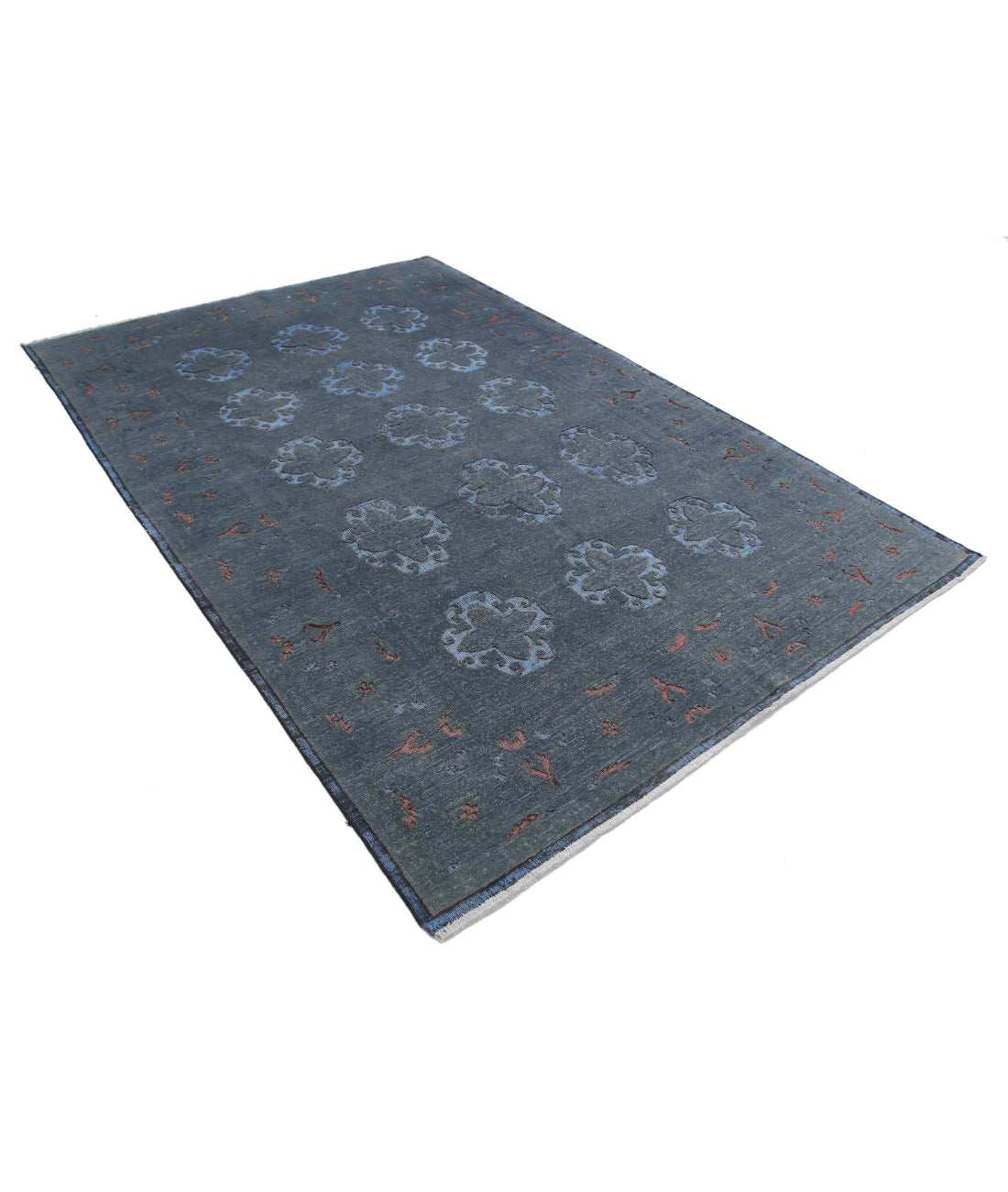 Hand Knotted Onyx Wool Rug - 6'1'' x 8'11'' 6'1'' x 8'11'' (183 X 268) / Grey / Blue