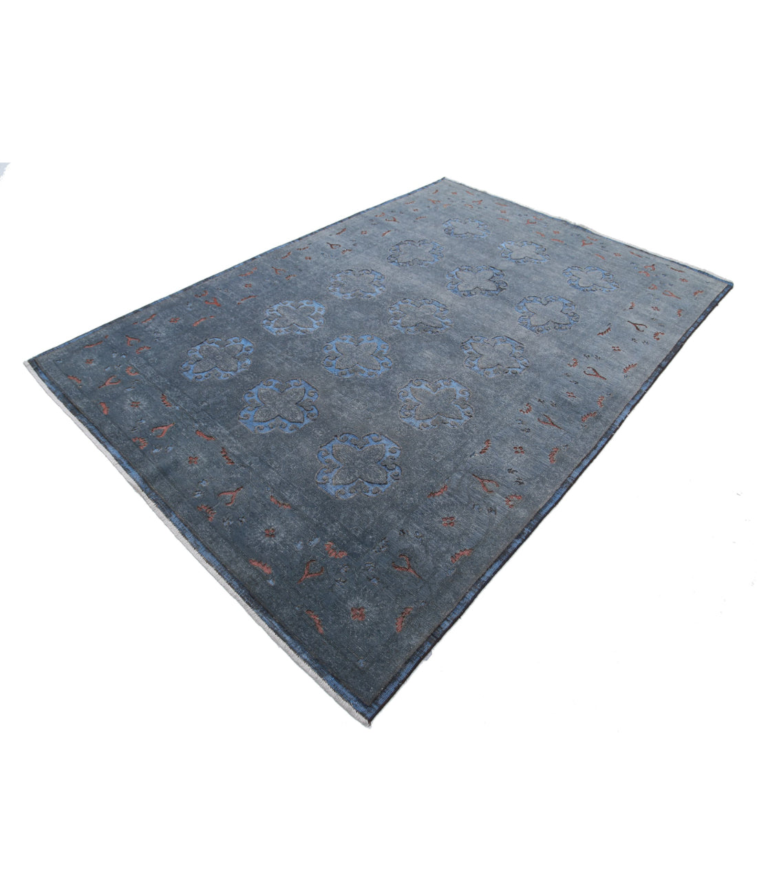 Hand Knotted Onyx Wool Rug - 6'1'' x 8'11'' 6'1'' x 8'11'' (183 X 268) / Grey / Blue