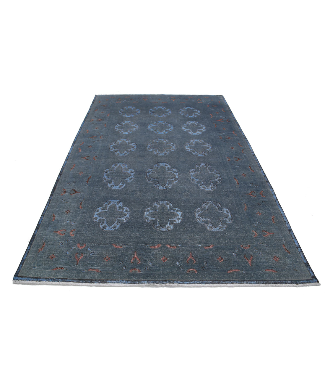 Hand Knotted Onyx Wool Rug - 6'1'' x 8'11'' 6'1'' x 8'11'' (183 X 268) / Grey / Blue