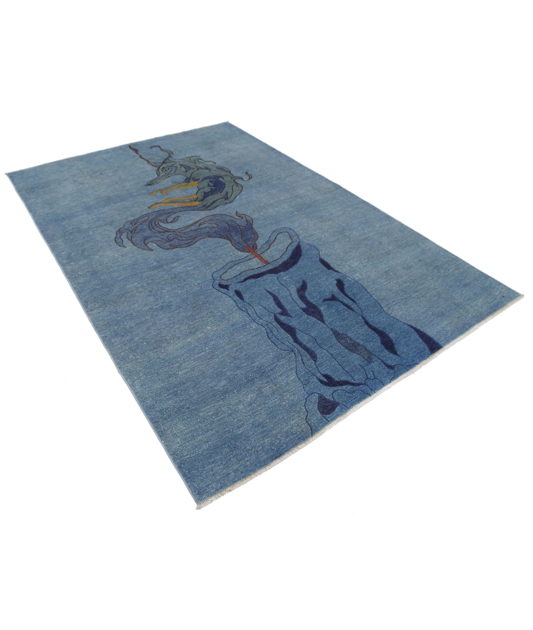 Hand Knotted Onyx Wool Rug - 6'0'' x 8'8'' 6'0'' x 8'8'' (180 X 260) / Blue / Grey