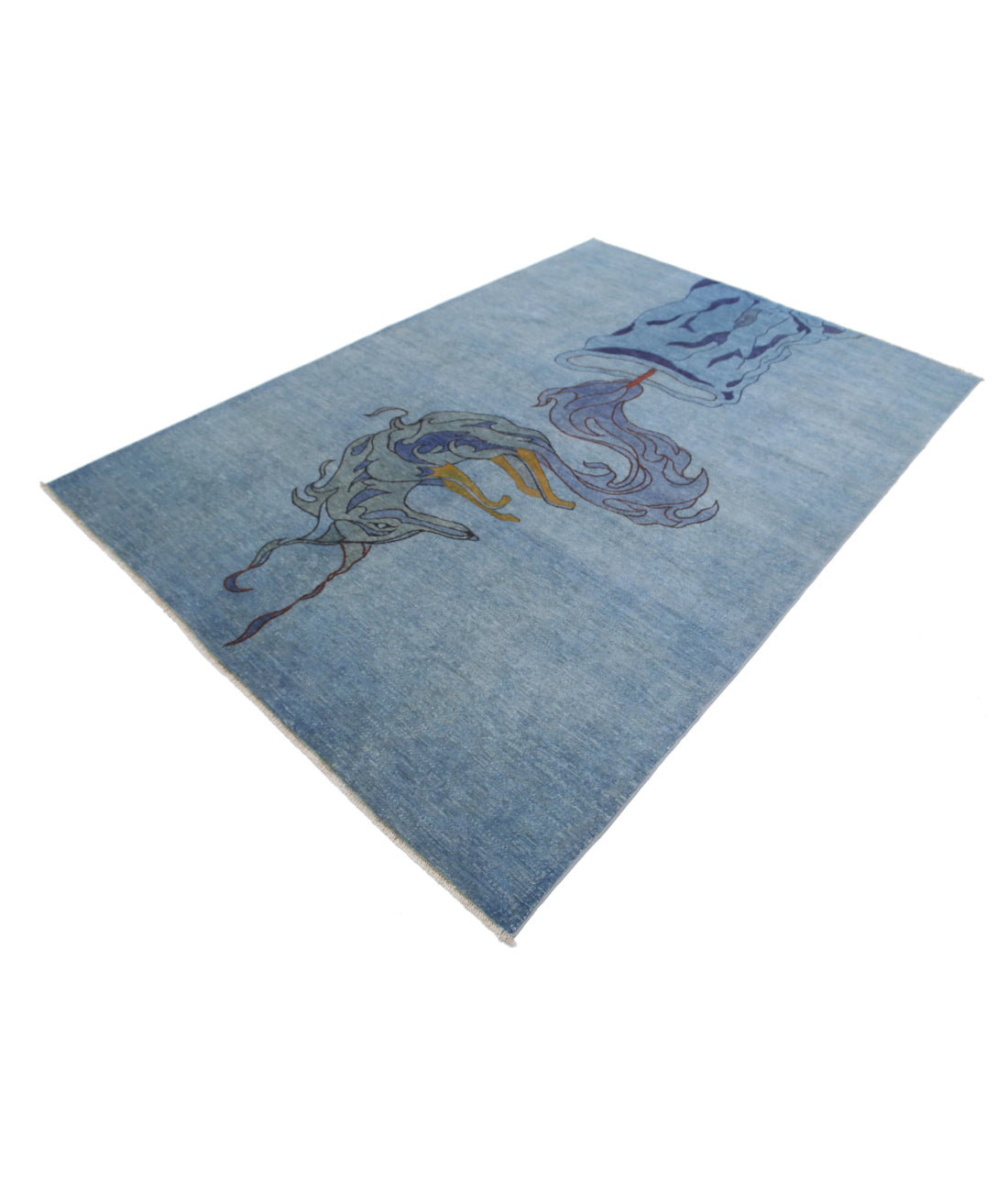 Hand Knotted Onyx Wool Rug - 6'0'' x 8'8'' 6'0'' x 8'8'' (180 X 260) / Blue / Grey