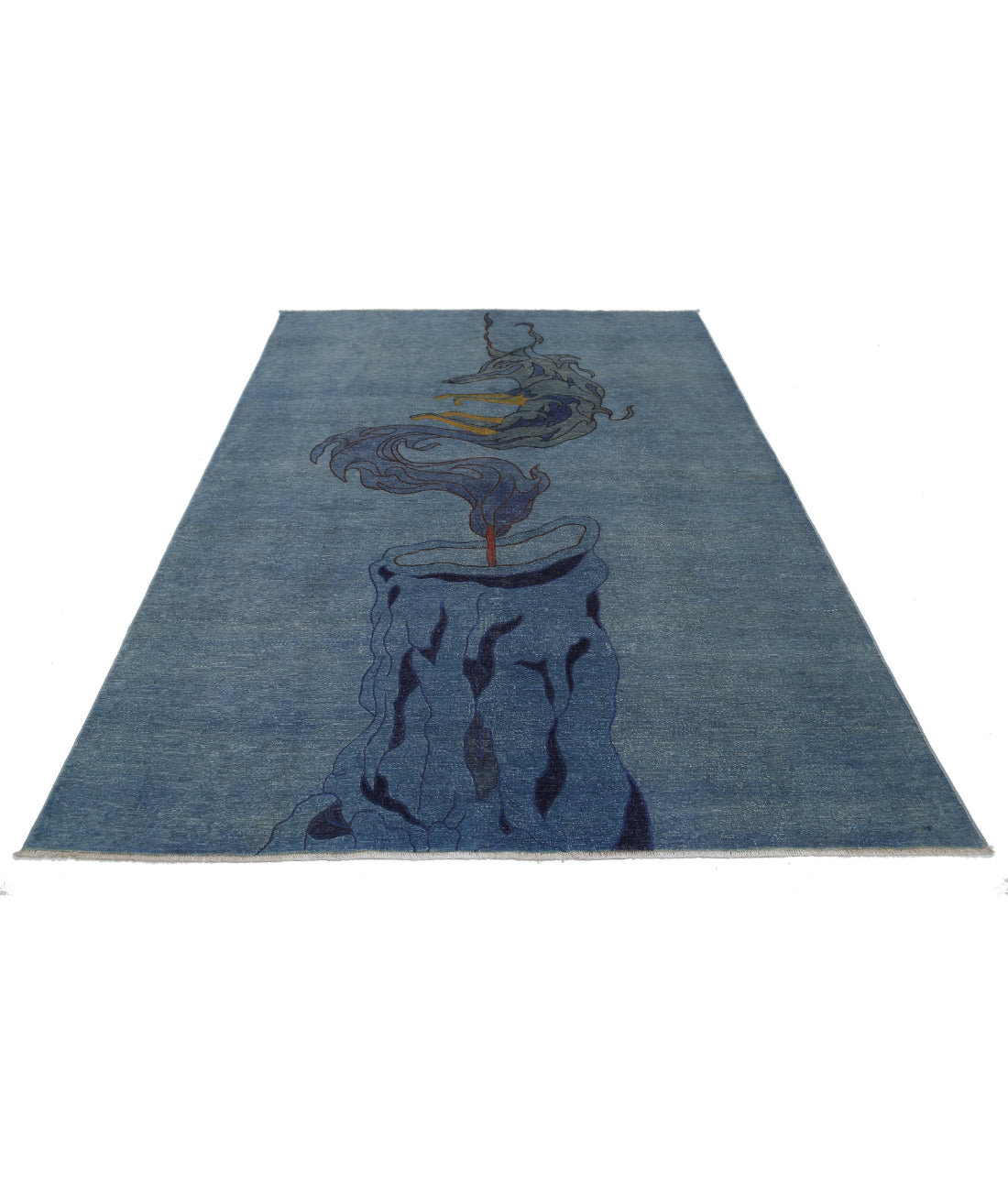 Hand Knotted Onyx Wool Rug - 6'0'' x 8'8'' 6'0'' x 8'8'' (180 X 260) / Blue / Grey