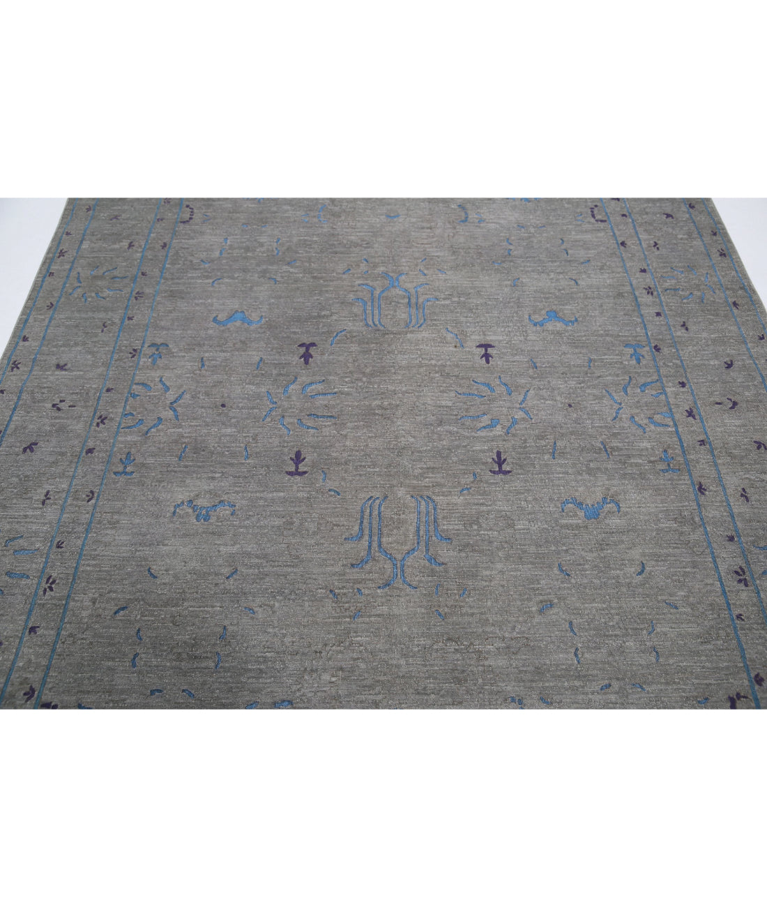 Hand Knotted Onyx Wool Rug - 6'4'' x 8'9'' 6'4'' x 8'9'' (190 X 263) / Grey / Blue