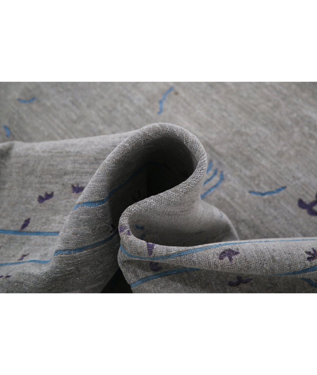 Hand Knotted Onyx Wool Rug - 6'4'' x 8'9'' 6'4'' x 8'9'' (190 X 263) / Grey / Blue