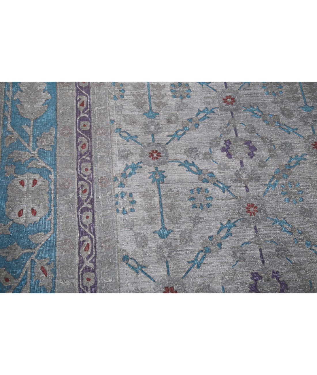Hand Knotted Onyx Wool Rug - 11'11'' x 14'10'' 11'11'' x 14'10'' (358 X 445) / Grey / Blue