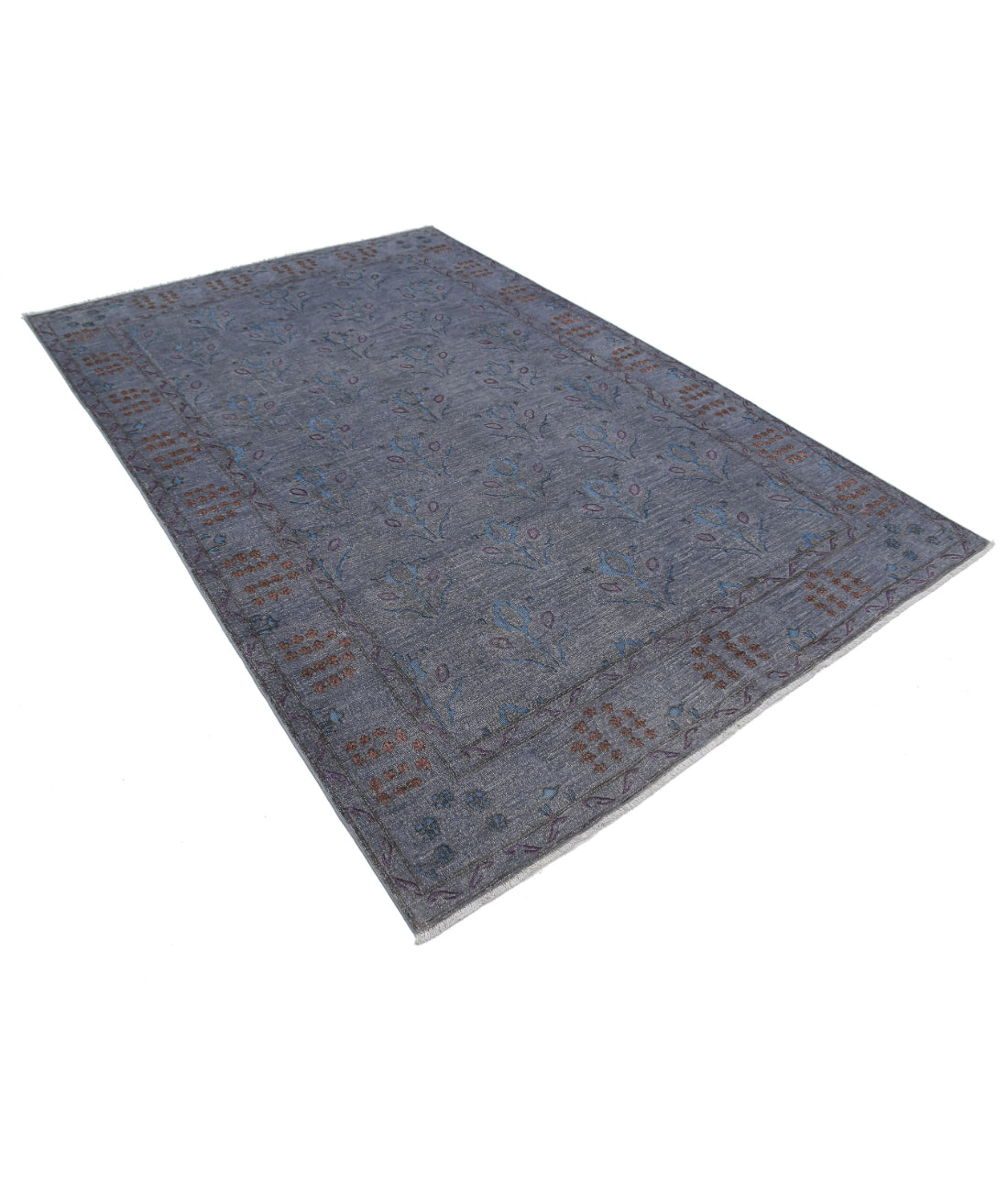 Hand Knotted Onyx Wool Rug - 6'0'' x 9'0'' 6'0'' x 9'0'' (180 X 270) / Grey / Blue