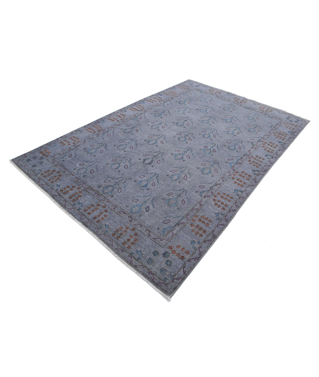 Hand Knotted Onyx Wool Rug - 6'0'' x 9'0'' 6'0'' x 9'0'' (180 X 270) / Grey / Blue