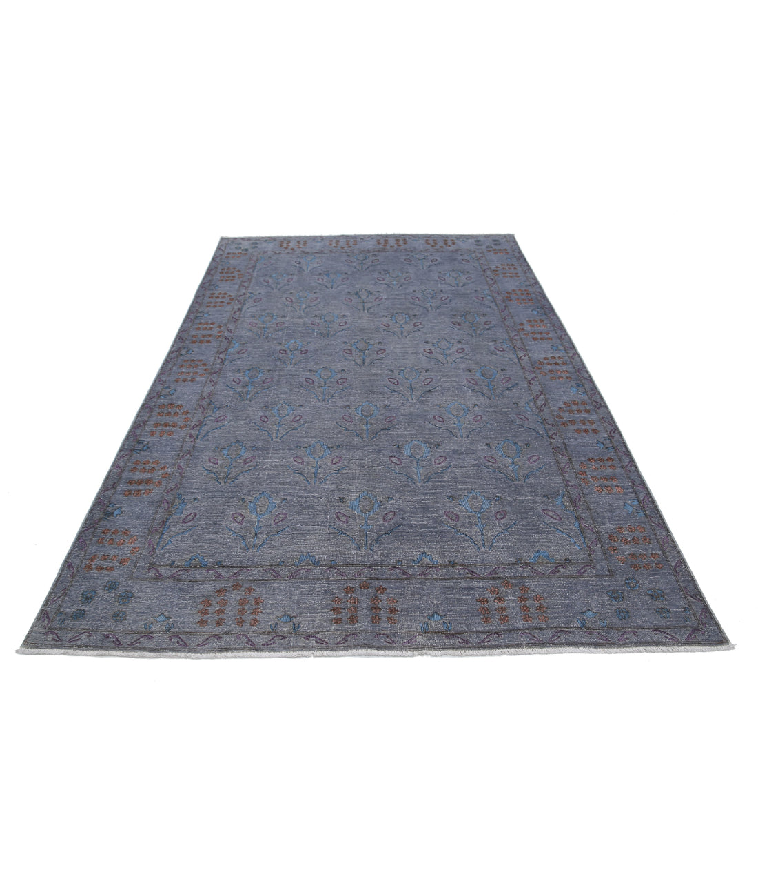 Hand Knotted Onyx Wool Rug - 6'0'' x 9'0'' 6'0'' x 9'0'' (180 X 270) / Grey / Blue