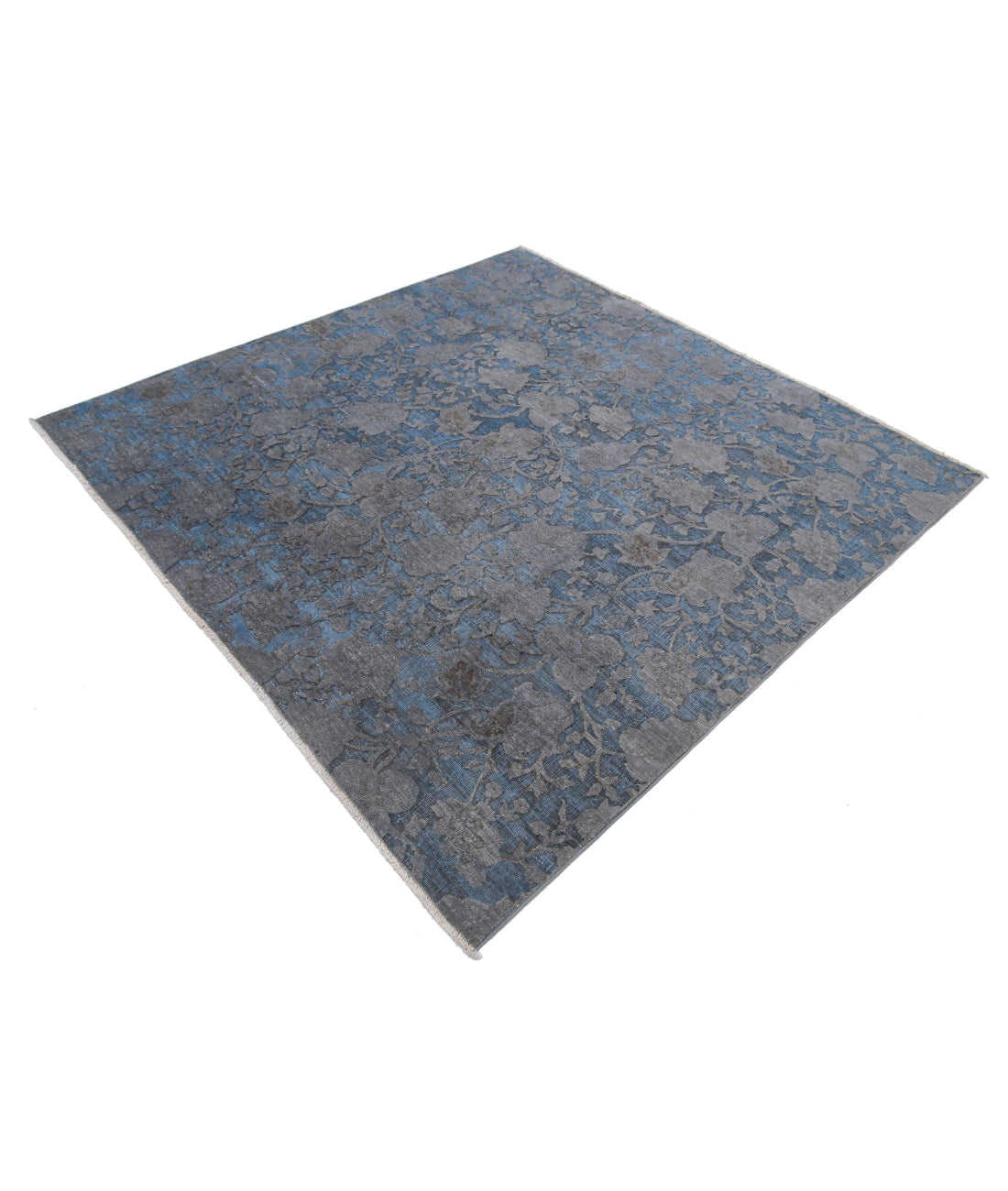 Hand Knotted Onyx Wool Rug - 6'0'' x 6'1'' 6'0'' x 6'1'' (180 X 183) / Grey / Blue