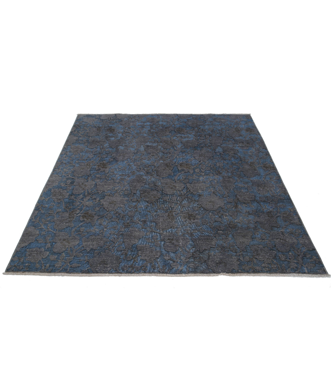 Hand Knotted Onyx Wool Rug - 6'0'' x 6'1'' 6'0'' x 6'1'' (180 X 183) / Grey / Blue