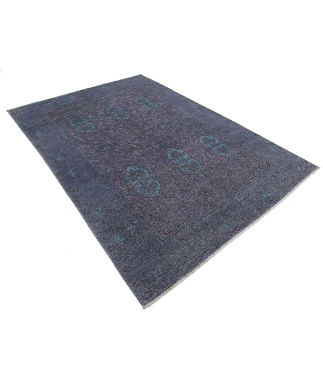 Hand Knotted Onyx Wool Rug - 5'10'' x 8'5'' 5'10'' x 8'5'' (175 X 253) / Grey / Purple