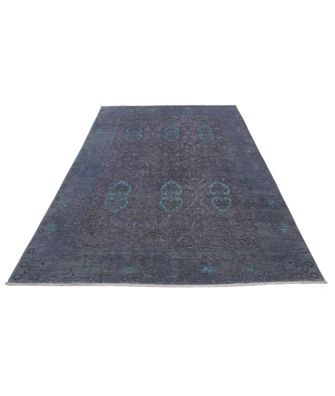 Hand Knotted Onyx Wool Rug - 5'10'' x 8'5'' 5'10'' x 8'5'' (175 X 253) / Grey / Purple
