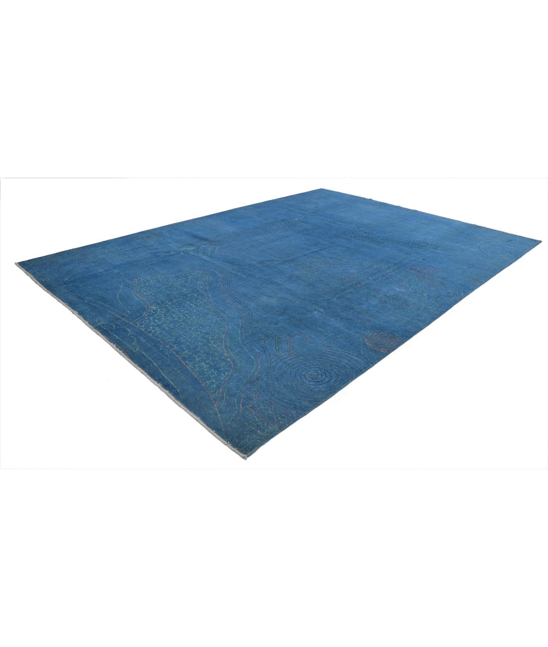 Hand Knotted Onyx Wool Rug - 9'7'' x 13'3'' 9'7'' x 13'3'' (288 X 398) / Blue / Pink