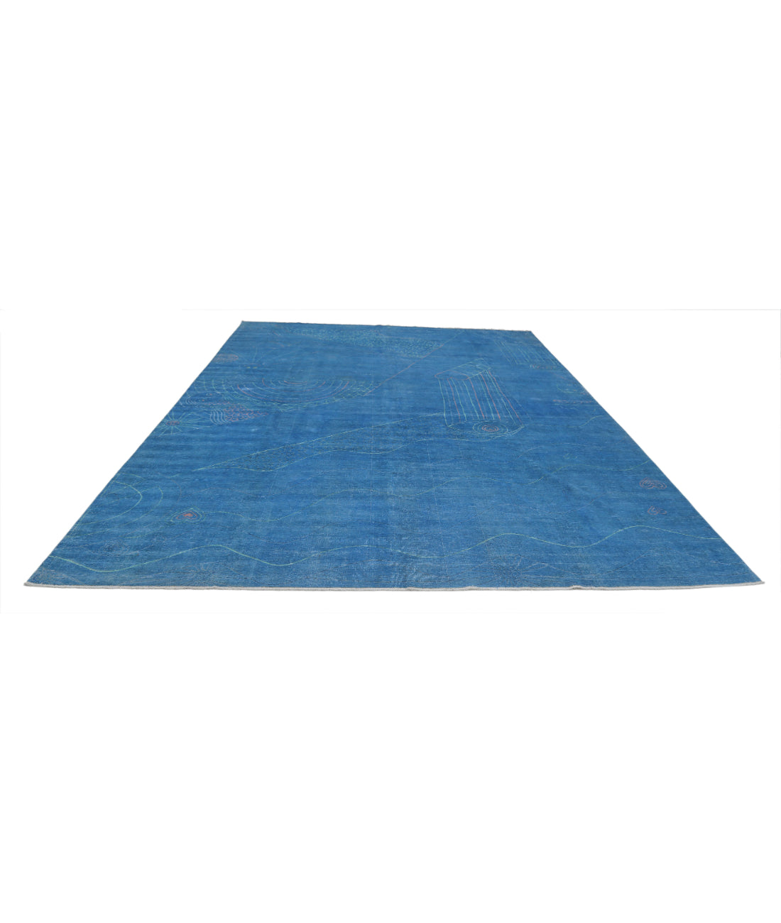 Hand Knotted Onyx Wool Rug - 9'7'' x 13'3'' 9'7'' x 13'3'' (288 X 398) / Blue / Pink