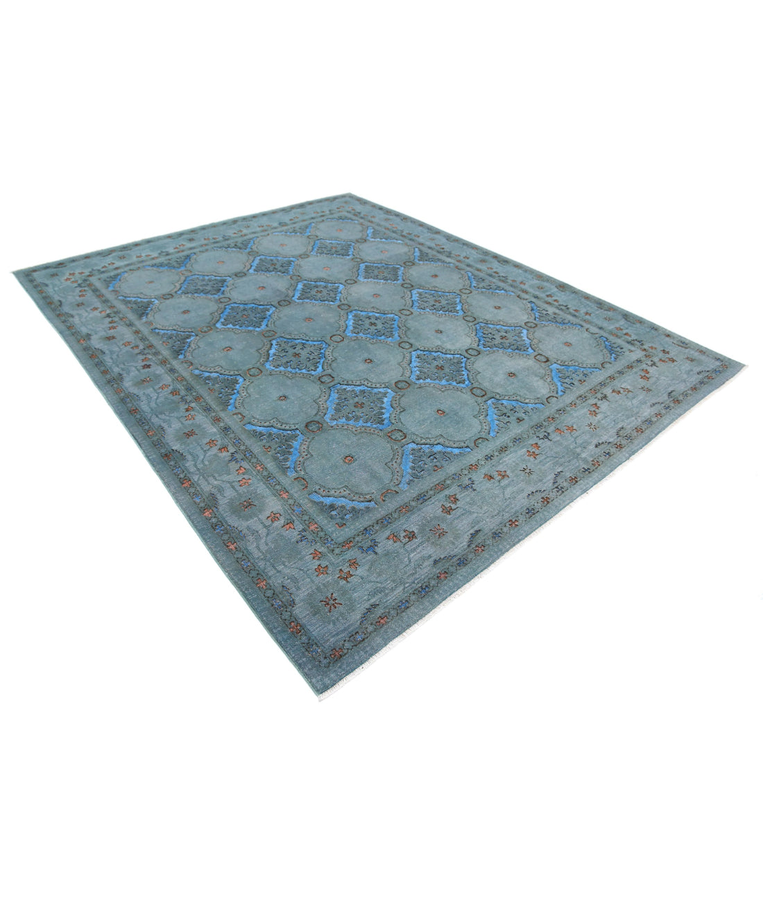 Hand Knotted Onyx Wool Rug - 7'11'' x 9'7'' 7'11'' x 9'7'' (238 X 288) / Grey / Blue