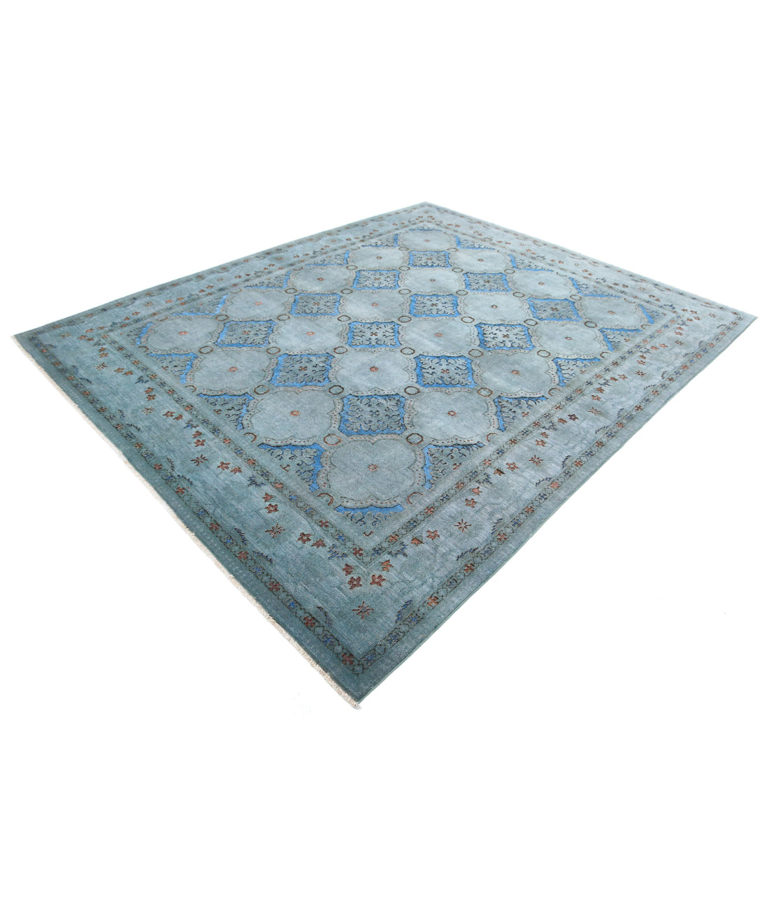 Hand Knotted Onyx Wool Rug - 7'11'' x 9'7'' 7'11'' x 9'7'' (238 X 288) / Grey / Blue