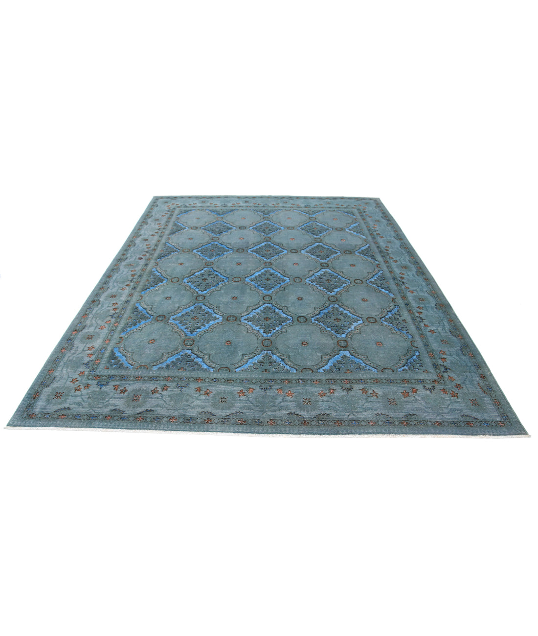 Hand Knotted Onyx Wool Rug - 7'11'' x 9'7'' 7'11'' x 9'7'' (238 X 288) / Grey / Blue