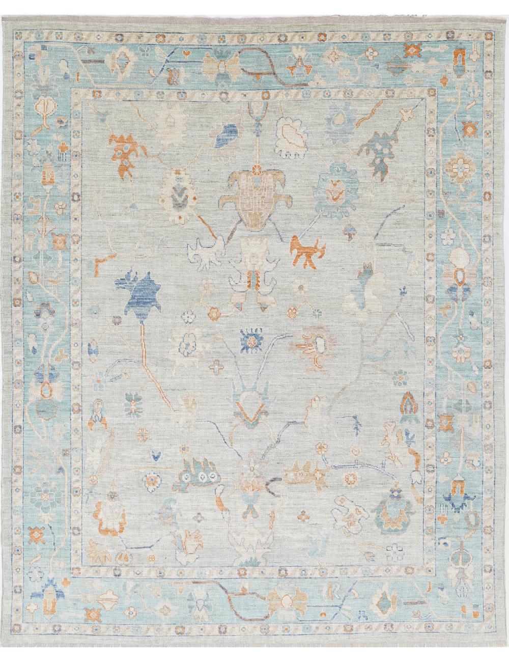 Hand Knotted Oushak Wool Rug - 8&#39;2&#39;&#39; x 10&#39;1&#39;&#39;