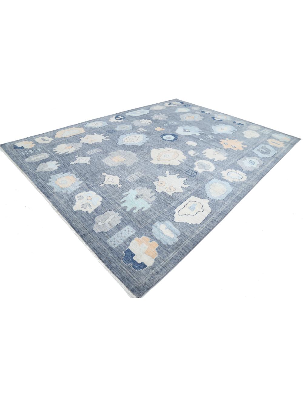 Hand Knotted Oushak Wool Rug - 10'4'' x 14'0''