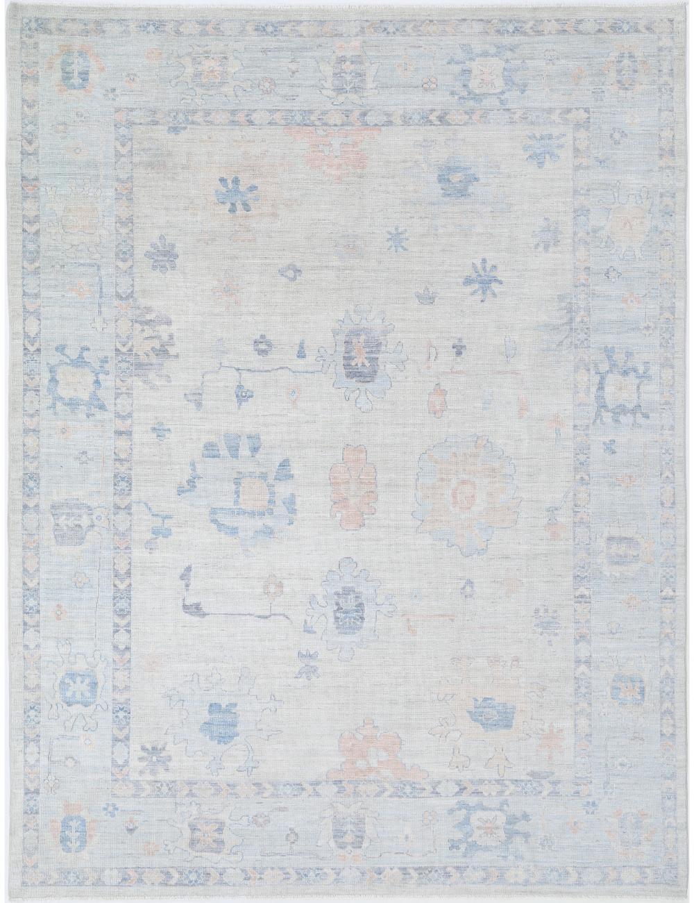 Hand Knotted Oushak Wool Rug - 9'2'' x 12'3''