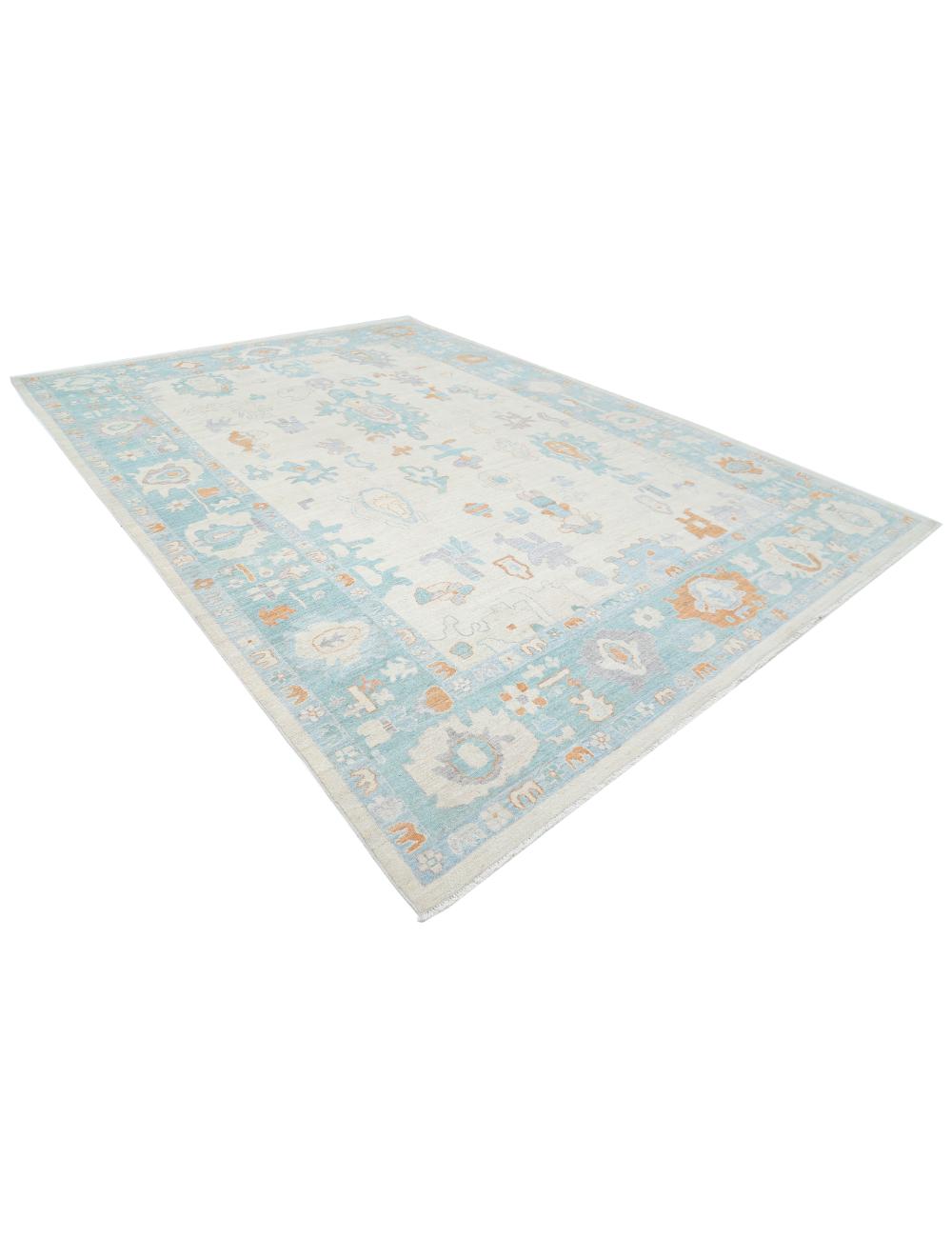 Hand Knotted Oushak Wool Rug - 10'1'' x 14'1''