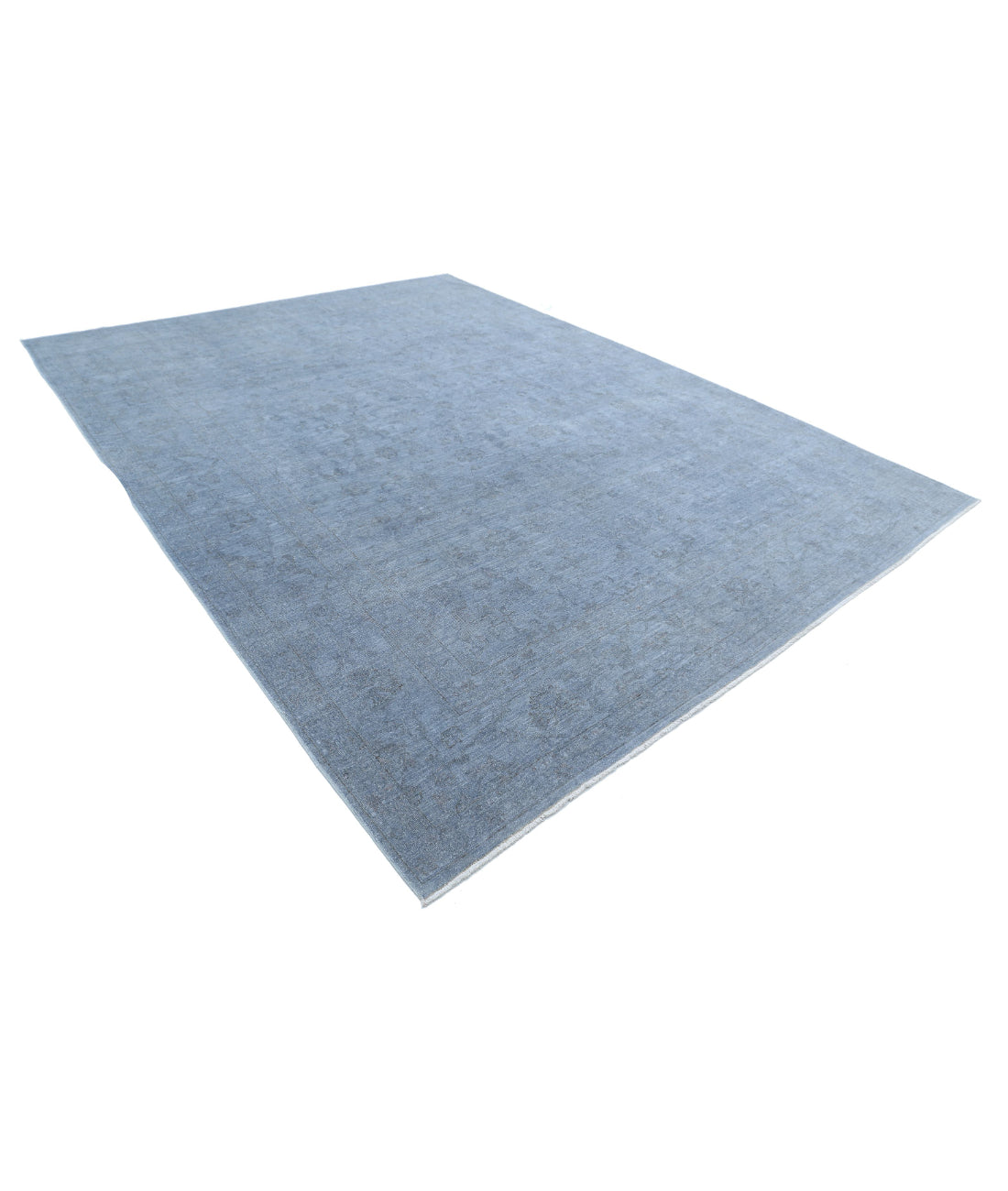 Hand Knotted Overdye Wool Rug - 9'6'' x 12'6'' 9'6'' x 12'6'' (285 X 375) / Grey / Blue