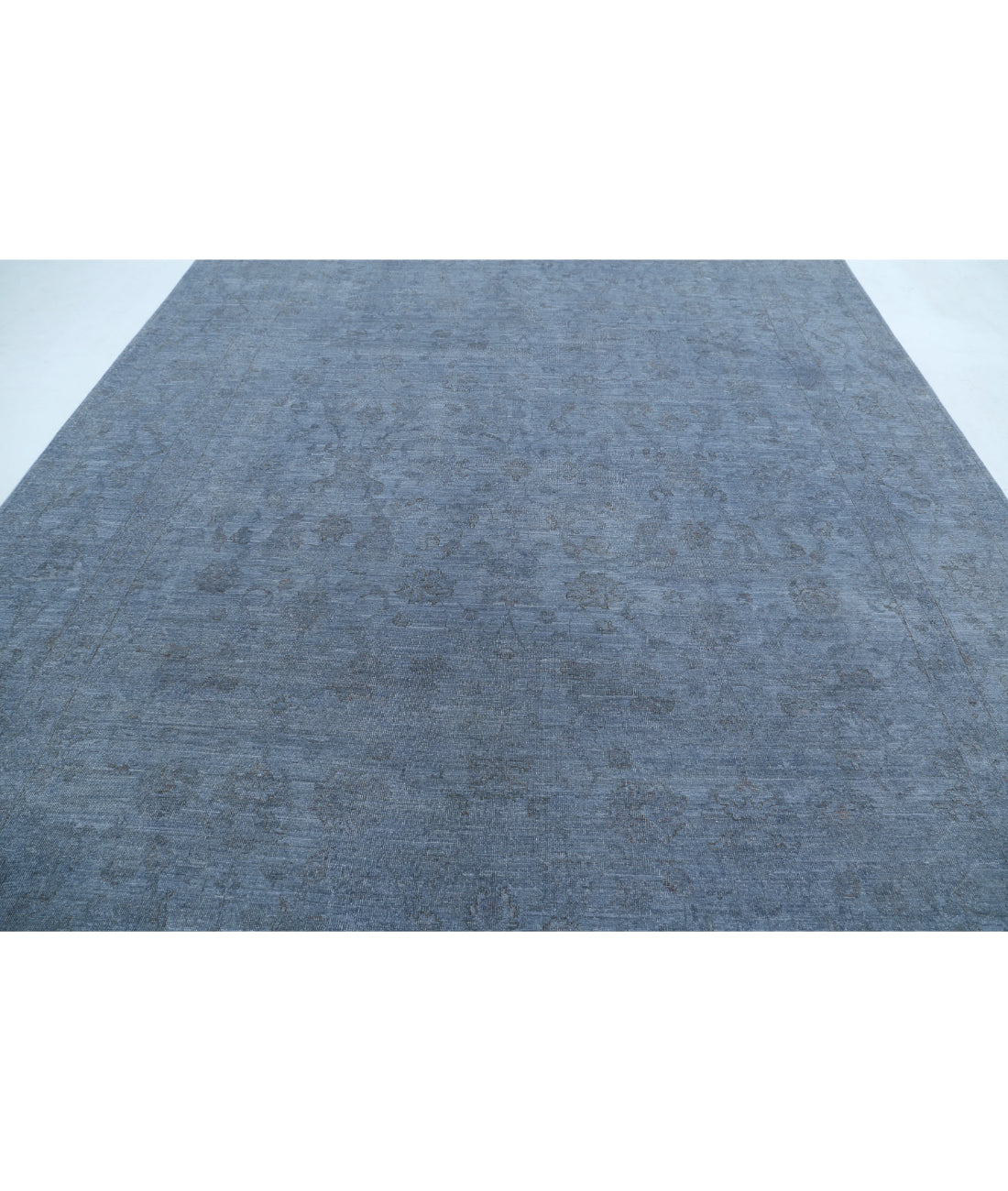Hand Knotted Overdye Wool Rug - 9'6'' x 12'6'' 9'6'' x 12'6'' (285 X 375) / Grey / Blue