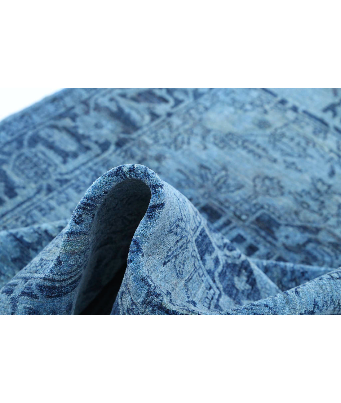 Hand Knotted Overdye Wool Rug - 4'1'' x 4'4'' 4'1'' x 4'4'' (123 X 130) / Blue / Blue