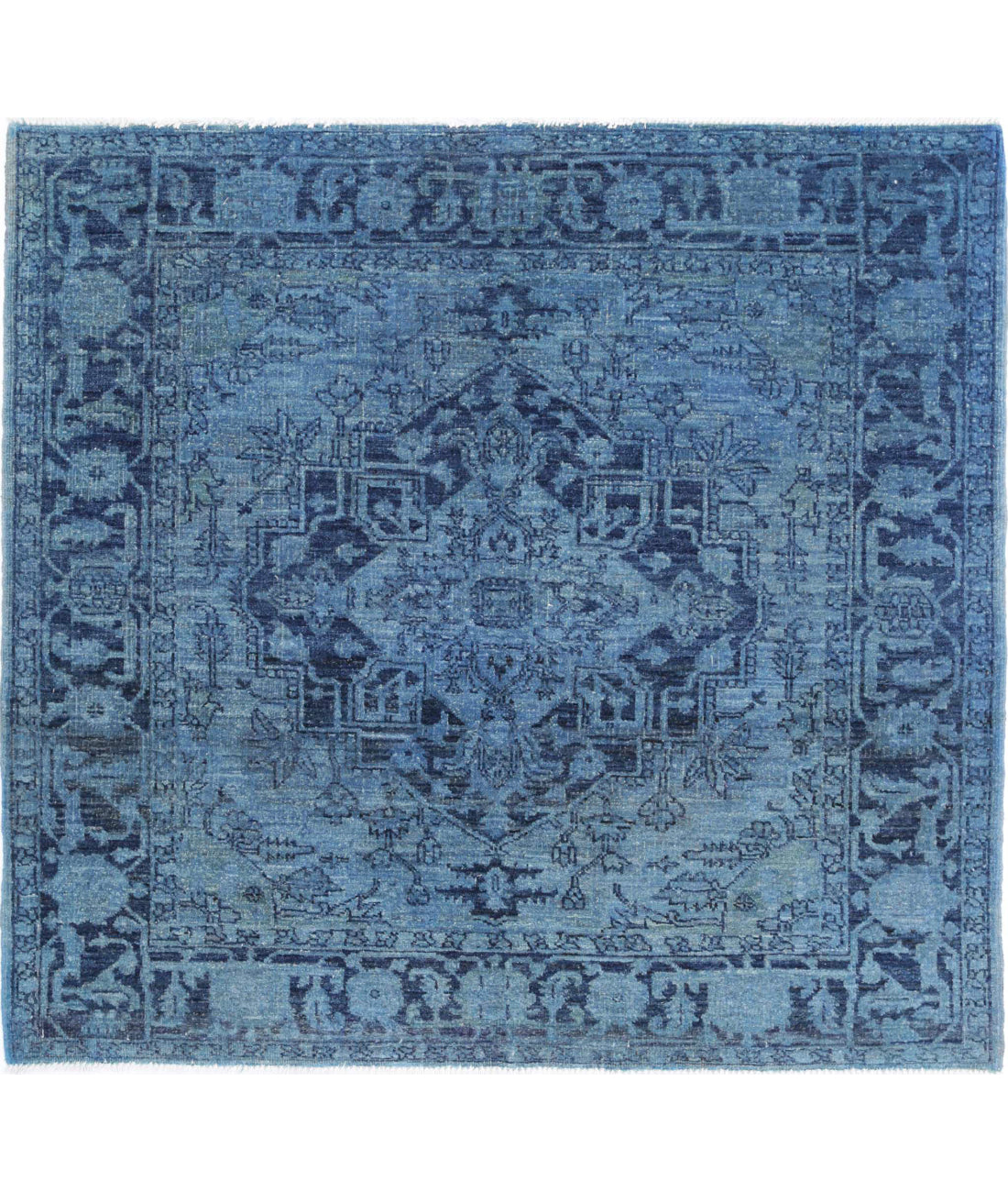 Hand Knotted Overdye Wool Rug - 4'1'' x 4'4''