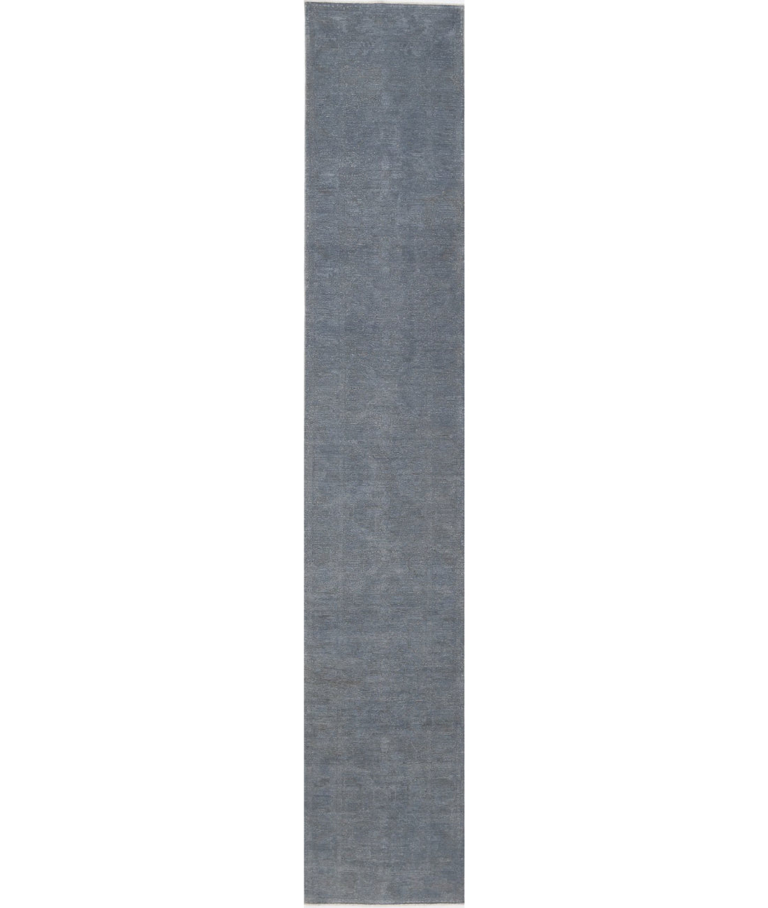 Hand Knotted Overdye Wool Rug - 3'6'' x 19'7'' 3'6'' x 19'7'' (105 X 588) / Grey / Grey