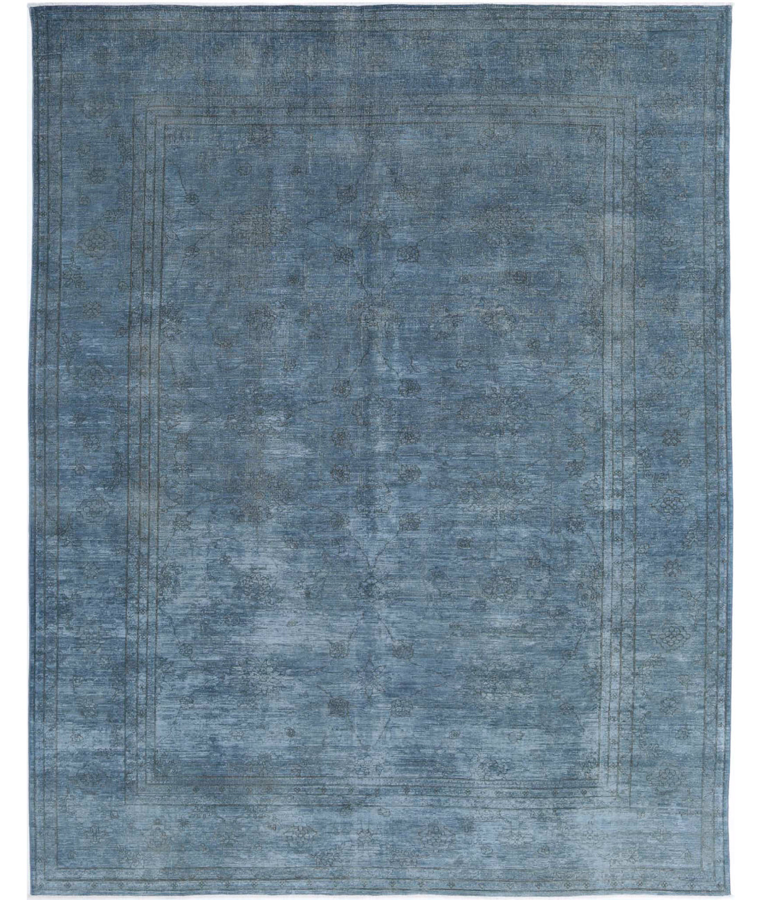 Hand Knotted Fine Overdye Wool Rug - 8'11'' x 11'6'' 8'11'' x 11'6'' (268 X 345) / Blue / Grey