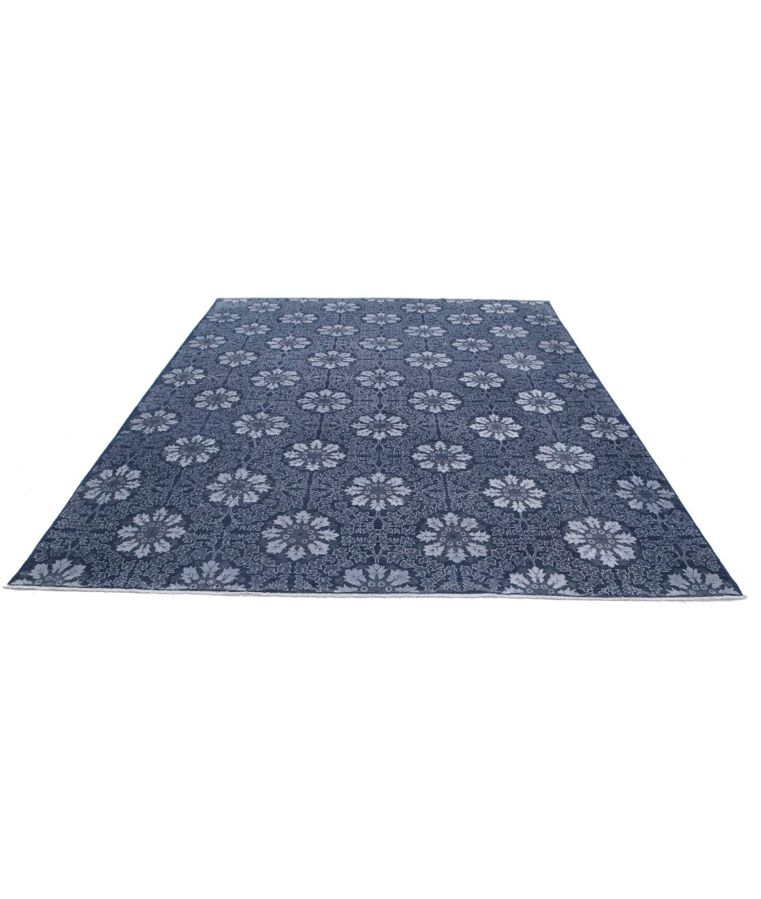 Hand Knotted Fine Artemix Wool & Cotton Rug - 7'9'' x 9'11'' 7'9'' x 9'11'' (233 X 298) / Blue / Grey