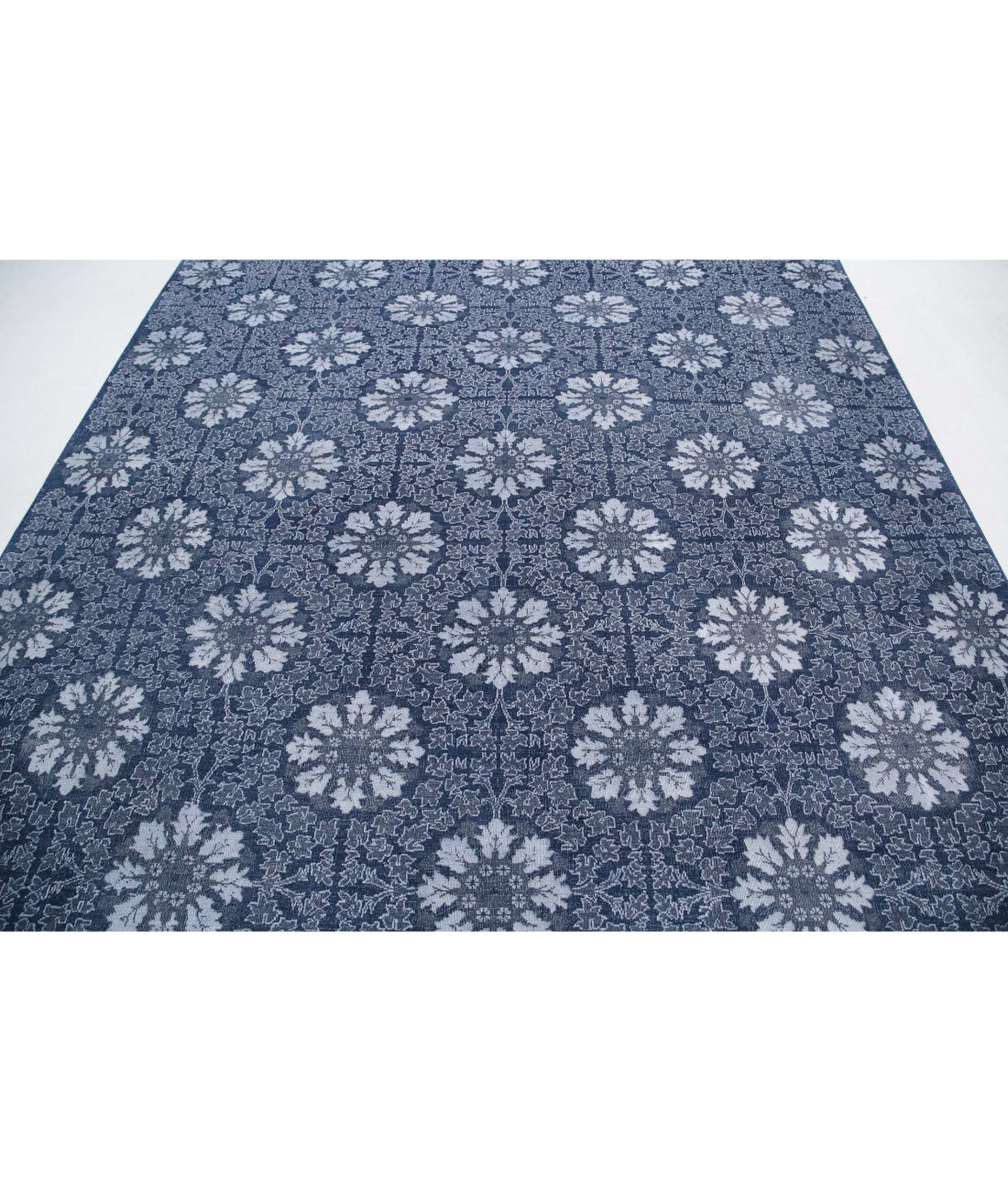 Hand Knotted Fine Artemix Wool & Cotton Rug - 7'9'' x 9'11'' 7'9'' x 9'11'' (233 X 298) / Blue / Grey