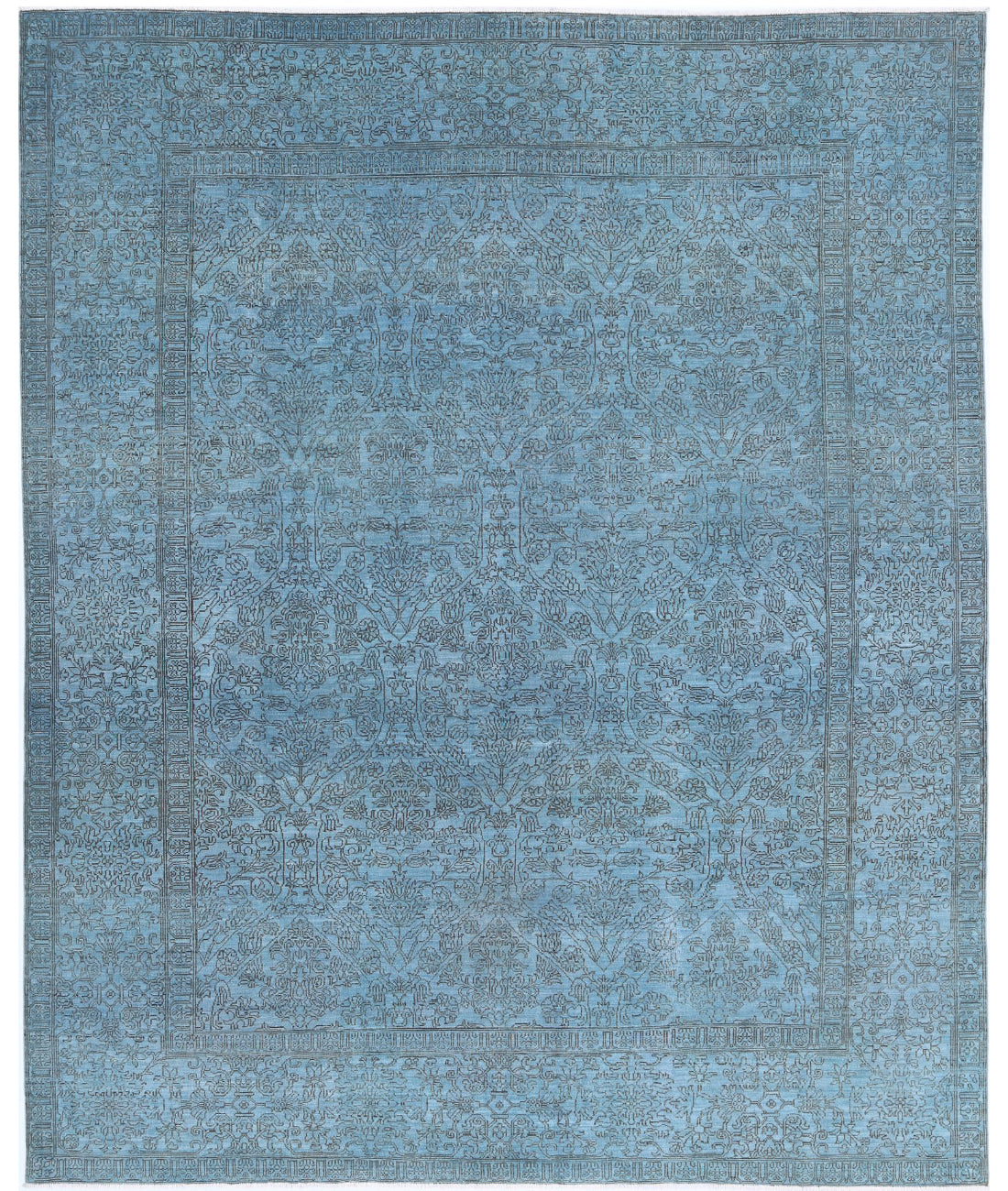 Hand Knotted Overdye Wool Rug - 8'0'' x 9'8'' 8'0'' x 9'8'' (240 X 290) / Blue / Blue