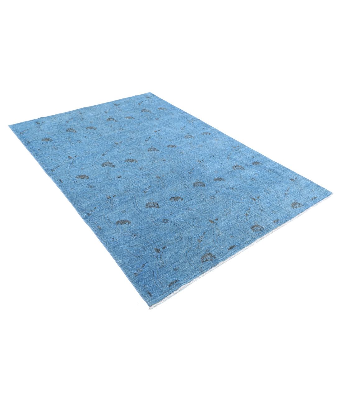 Hand Knotted Overdye Wool Rug - 5'0'' x 7'3'' 5'0'' x 7'3'' (150 X 218) / Blue / Blue